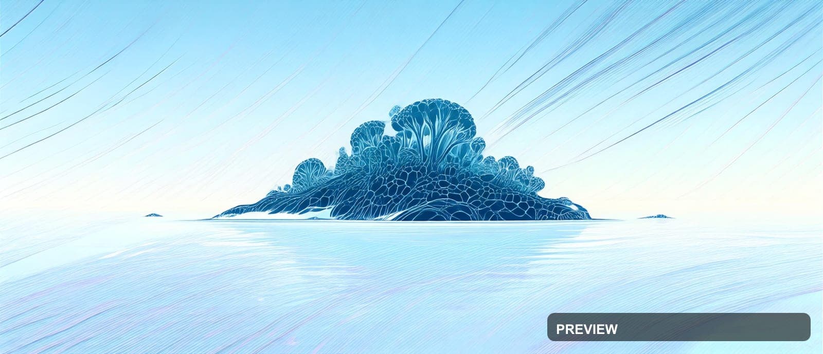 Island, Retro Futurism aesthetic, Ink Wash, Clean mood, Cool Palette accents,... — wallpaper — 2528×1088, Space, Cinematic, Clean