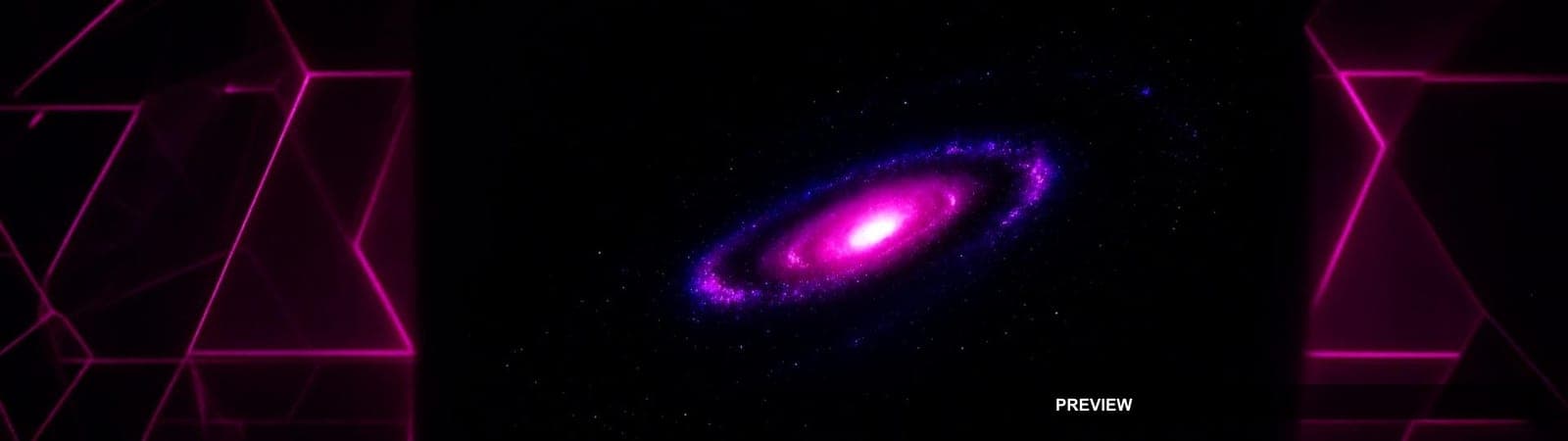 Galaxy, Geometric aesthetic, High Contrast, Noir mood, Neon Magenta accents, ... — wallpaper — 1920×540, Neon, Cinematic, Soft