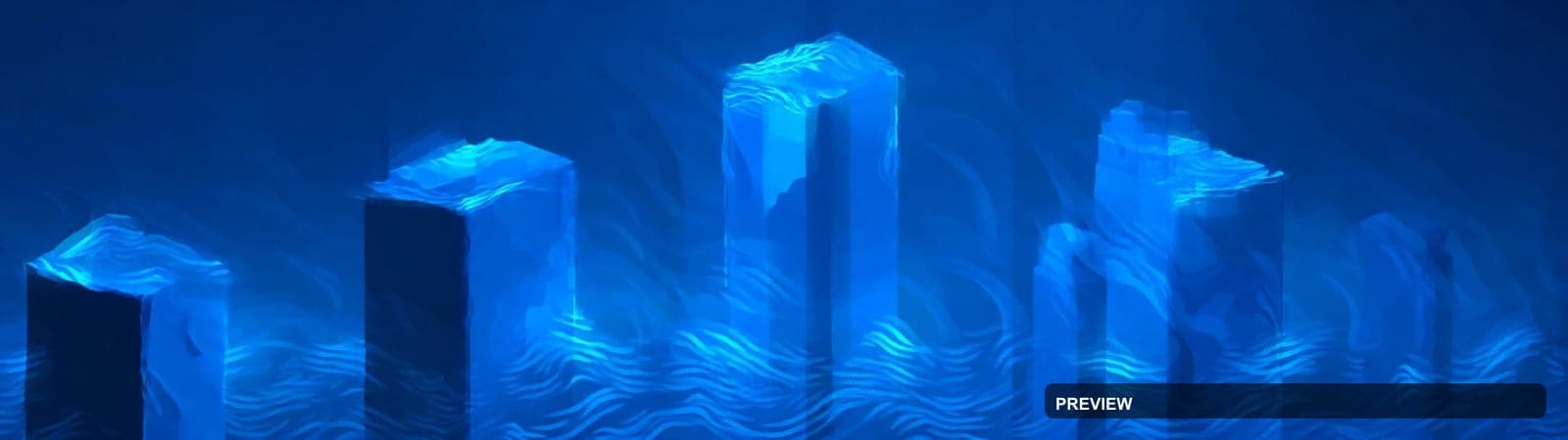 Glass Towers, Surreal aesthetic, Isometric, Mysterious mood, Blue accents, Wa... — wallpaper — 1920×540, Space, Cinematic, Mysterious