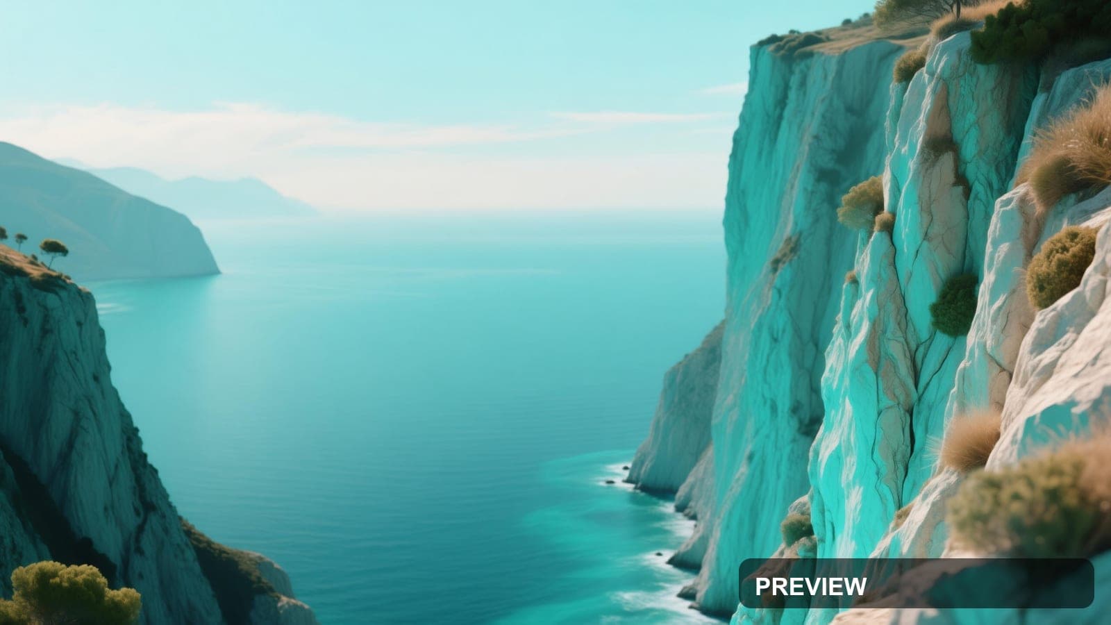 Cliffside, Luxury aesthetic, VHS, Playful mood, Turquoise accents, high detai... — wallpaper — 3840×2160, Space, Cinematic, Soft