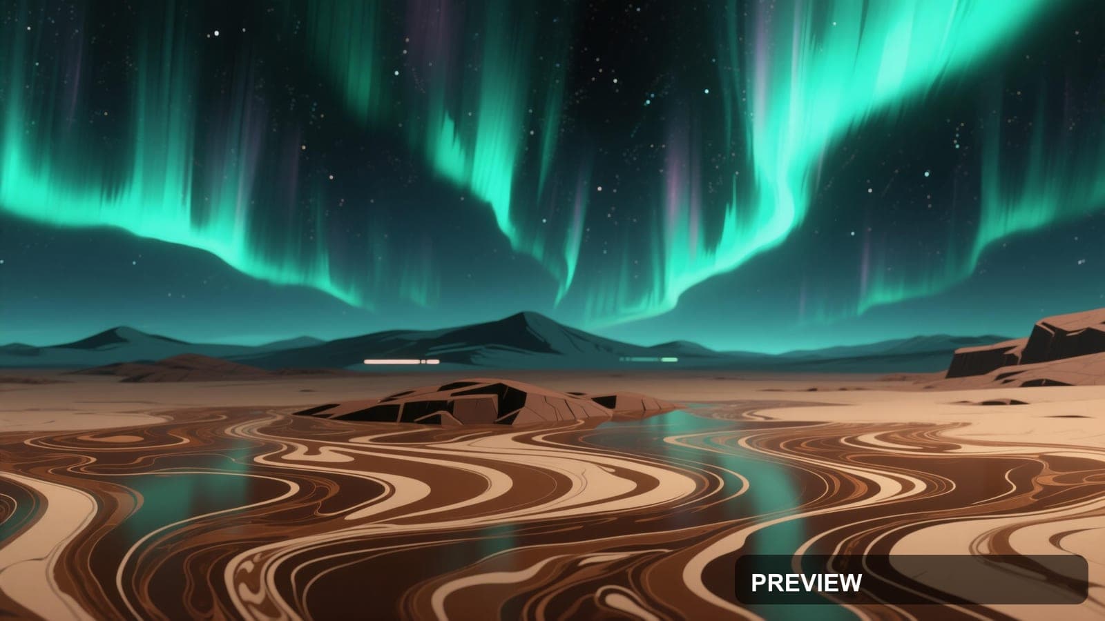 Aurora, Mythic aesthetic, Cel Shaded, Futuristic mood, Brown accents, Liquid ... — wallpaper — 3840×2160, Space, Cinematic, Soft