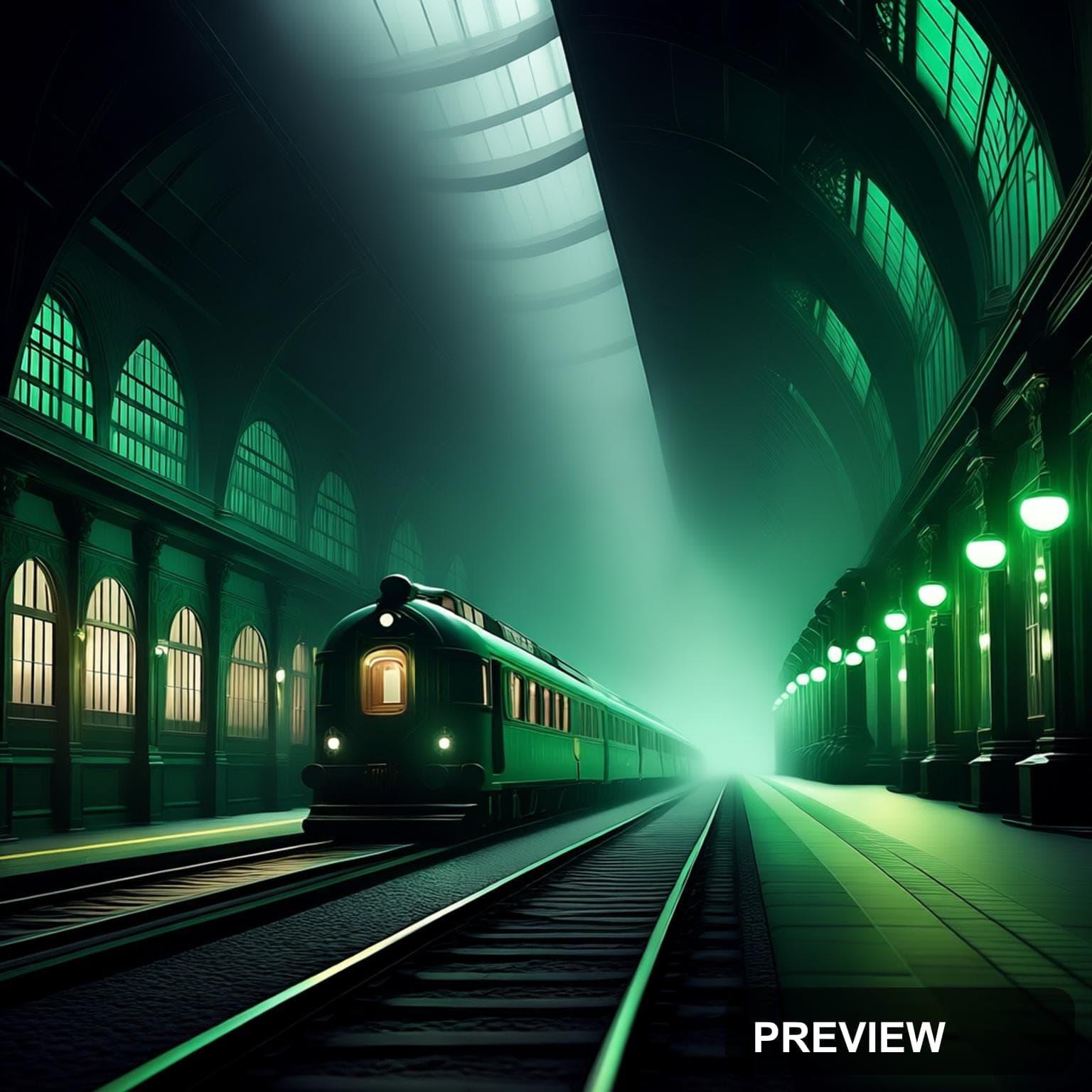 Train Station, Cozy aesthetic, Architectural Visualization, Mysterious mood, ... — wallpaper — 1536×1536, Space, Cinematic, Cozy