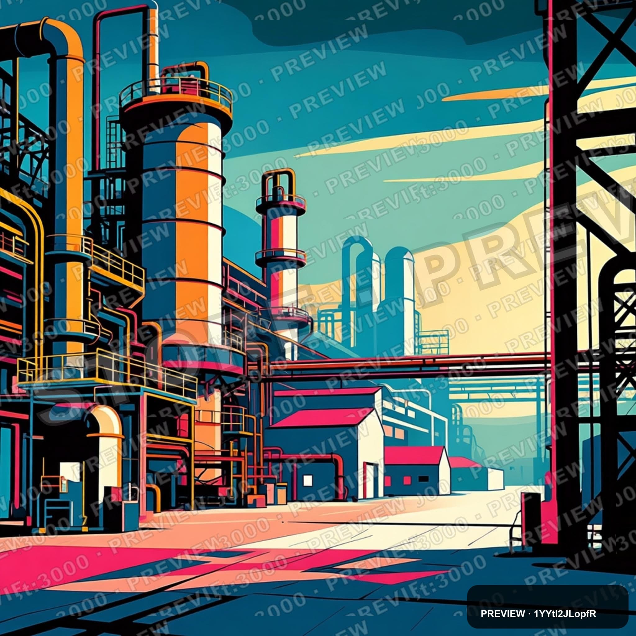 Industrial Factory, Maximal aesthetic, Pop Art, Meditative mood, Soft Contras... — wallpaper — 2048×2048, Space, Cinematic, Soft