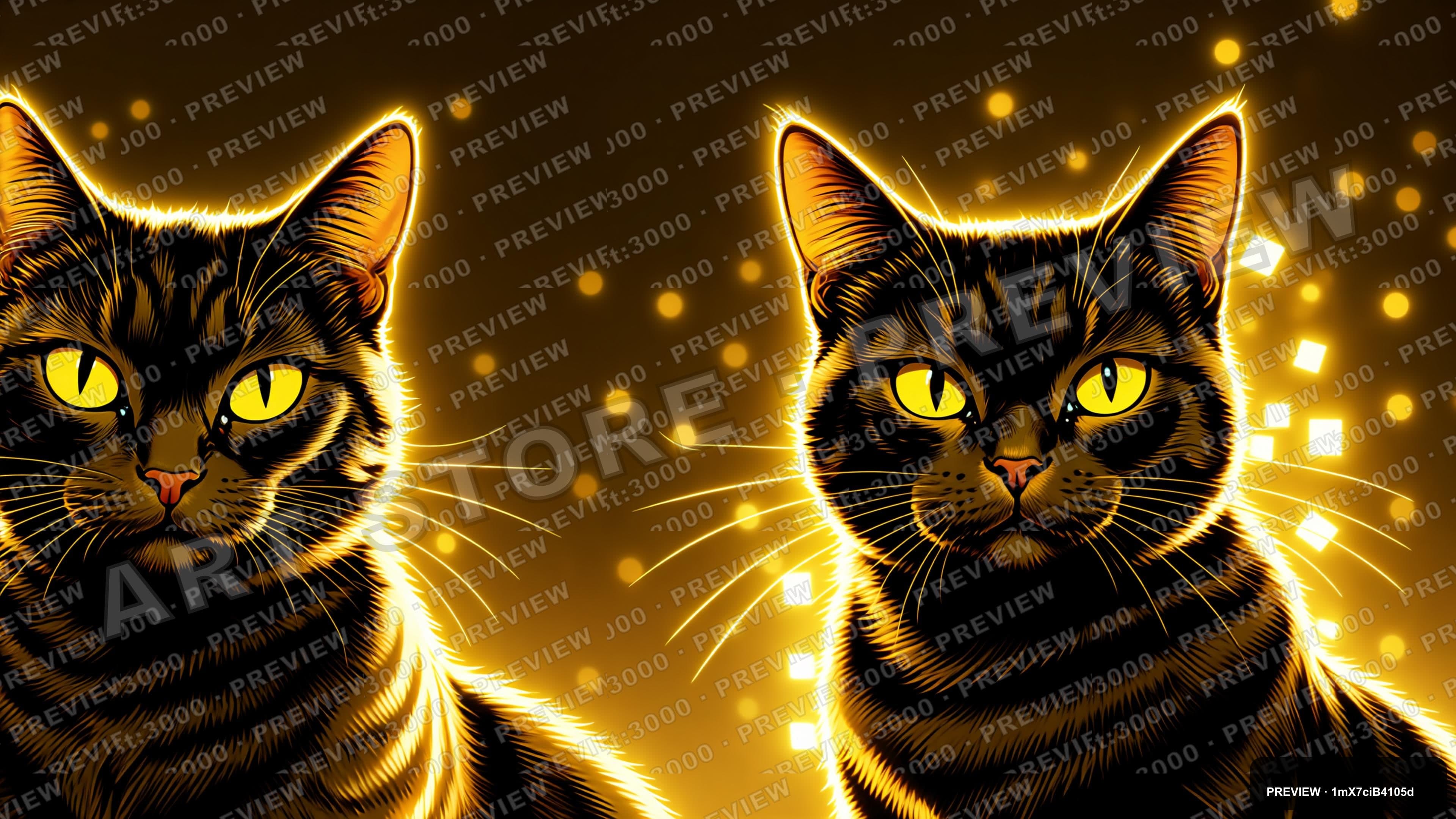 Cats, Retro Futurism aesthetic, Comic Book, Mysterious mood, Gold accents, Li... — wallpaper — 3840×2160, Neon, Cinematic, Mysterious