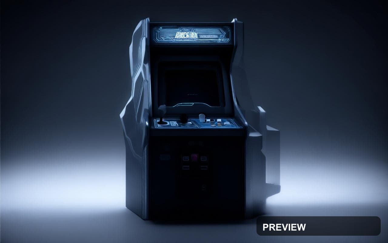 Arcade Cabinet, Minimal aesthetic, Duotone, Futuristic mood, High Contrast ac... — wallpaper — 1280×800, Retro Arcade, Cinematic, Soft