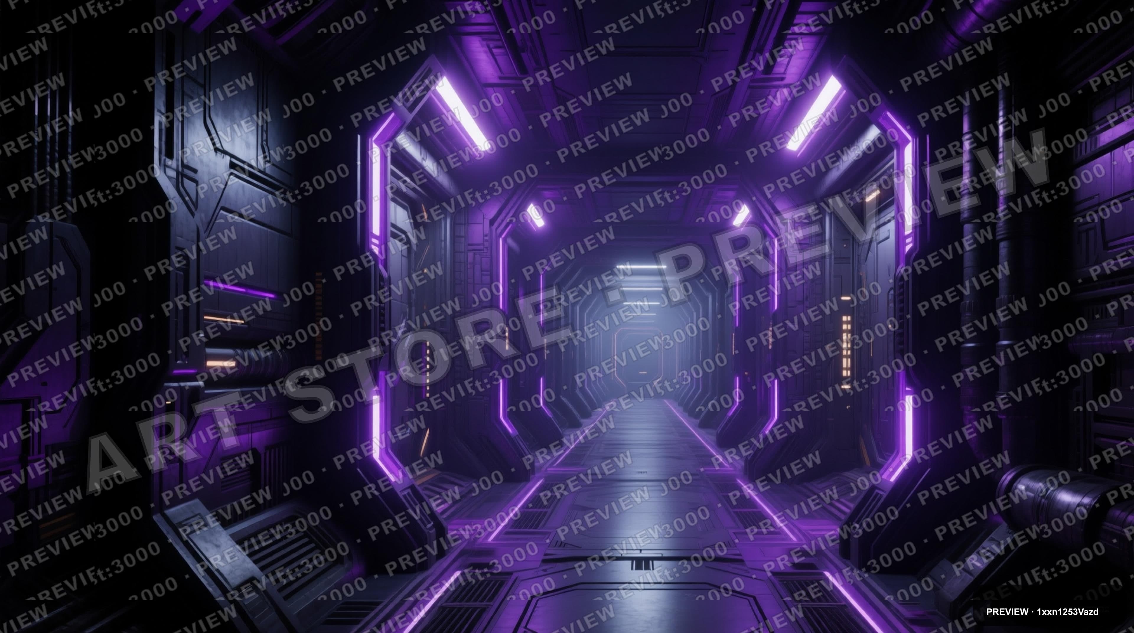 Sci‑Fi Corridor, Industrial aesthetic, Concept Art, Dark mood, Violet accents... — wallpaper — 3840×2144, Sci‑Fi, Cinematic, Dark