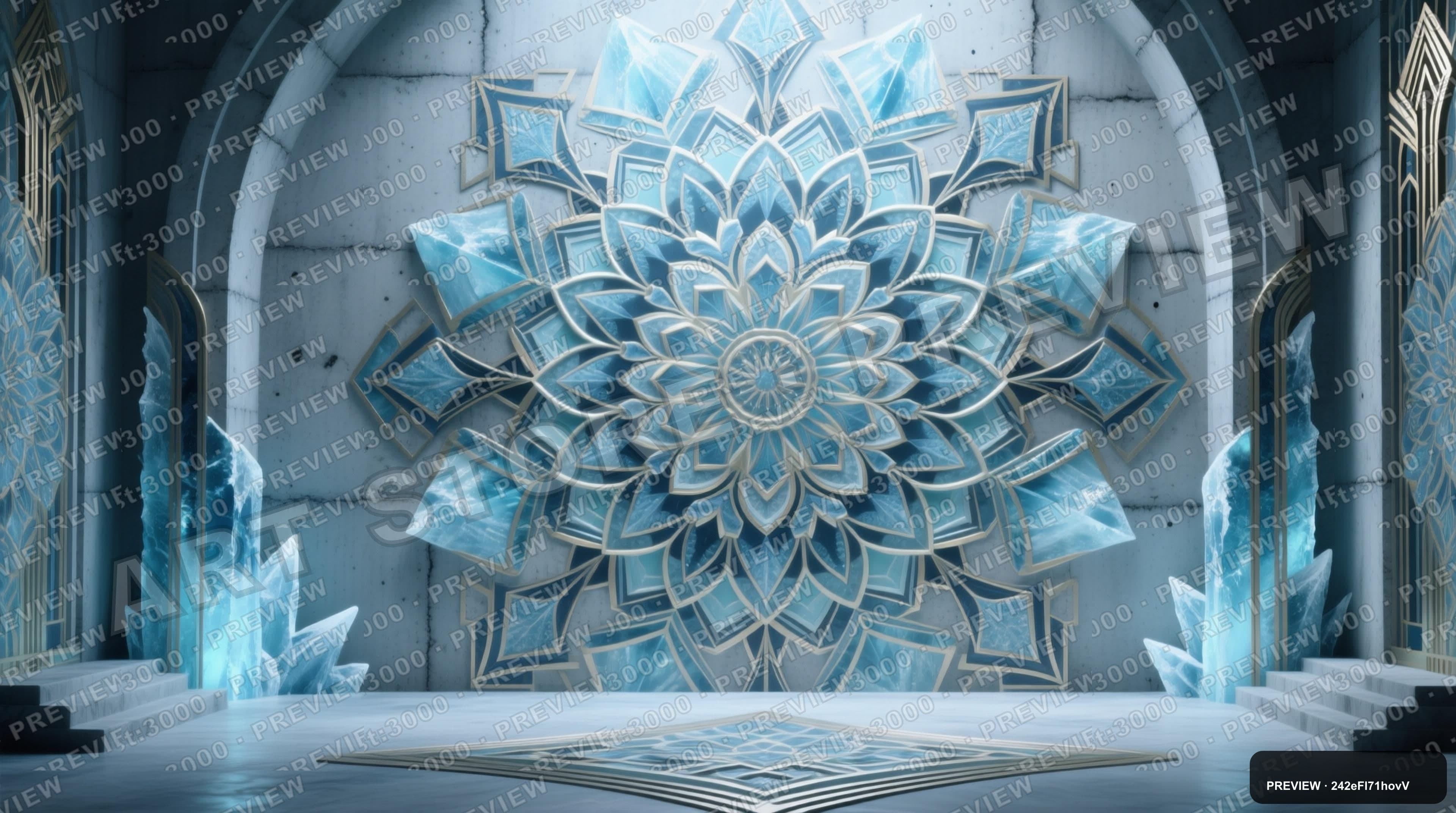 Concrete, Fantasy aesthetic, Art Deco, Cozy mood, Ice Tones accents, Kaleidos... — wallpaper — 3840×2144, Space, Cinematic, Cozy