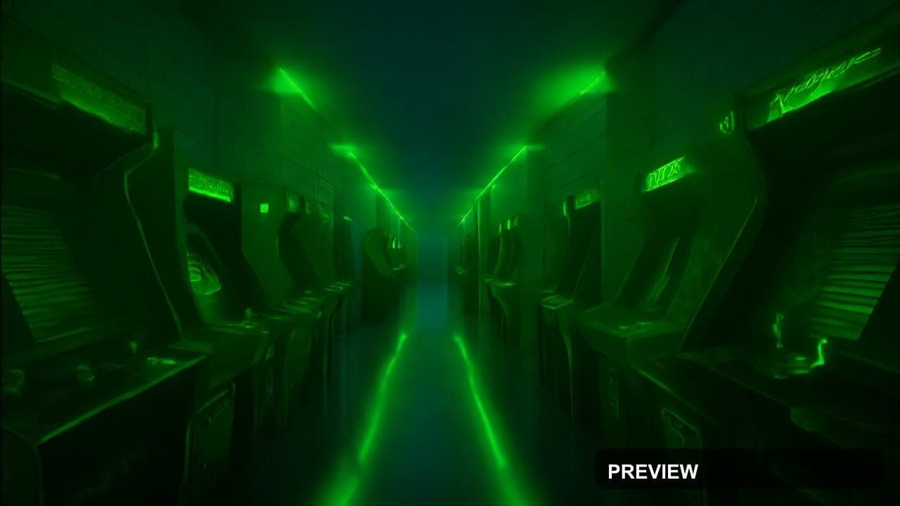 a neon retro arcade hallway with glowing lights, neon retro arcade, synthwave... — wallpaper — 1280×720, Neon, Neon Glow