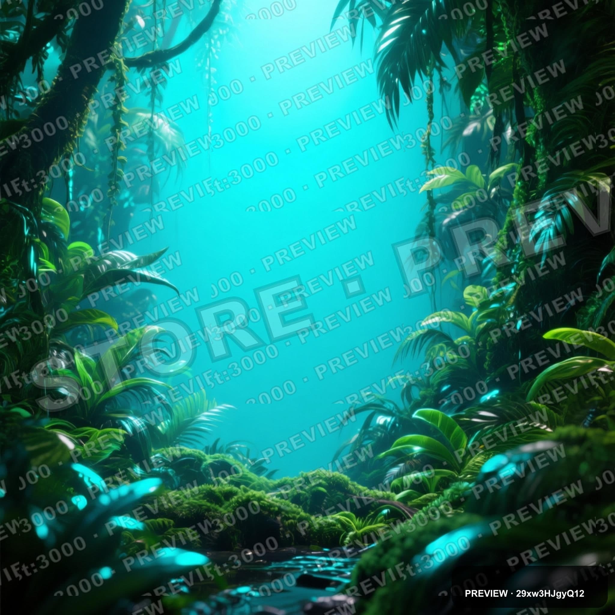 Rainforest, Bright aesthetic, Product Render, Luxurious mood, Neon Cyan accen... — wallpaper — 2048×2048, Neon, Cinematic, Bright
