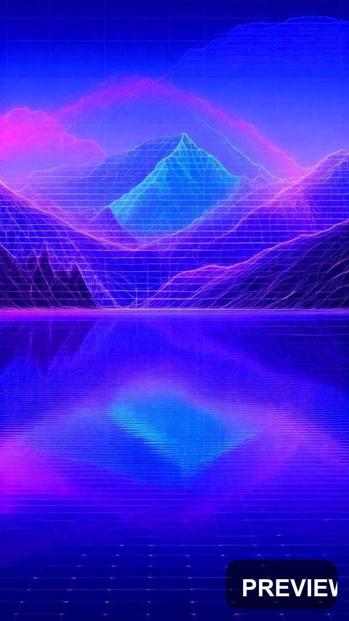 Mountain Lake, Vaporwave aesthetic, Graphic Design, Energetic mood, Rainbow a... — wallpaper — 720×1280, Neon, Cinematic, Energetic