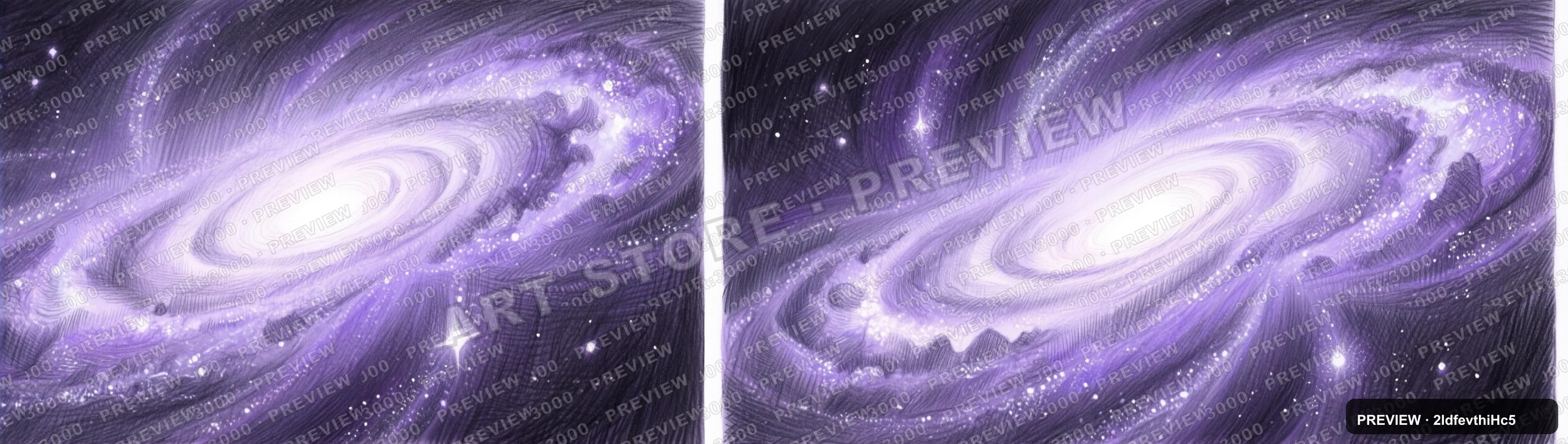 Galaxy, Fantasy aesthetic, Pencil Sketch, Meditative mood, Violet accents, hi... — wallpaper — 3840×1088, Space, Cinematic, Soft