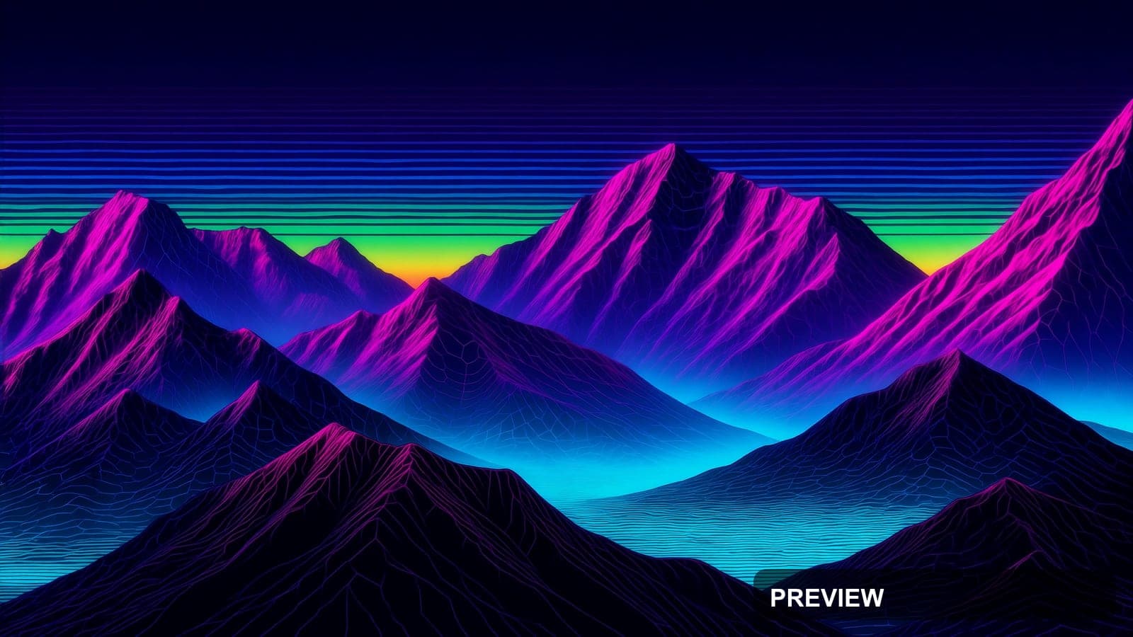 Mountains, Synthwave aesthetic, Lithograph, Mysterious mood, Rainbow accents,... — wallpaper — 3840×2160, Neon, Cinematic, Mysterious