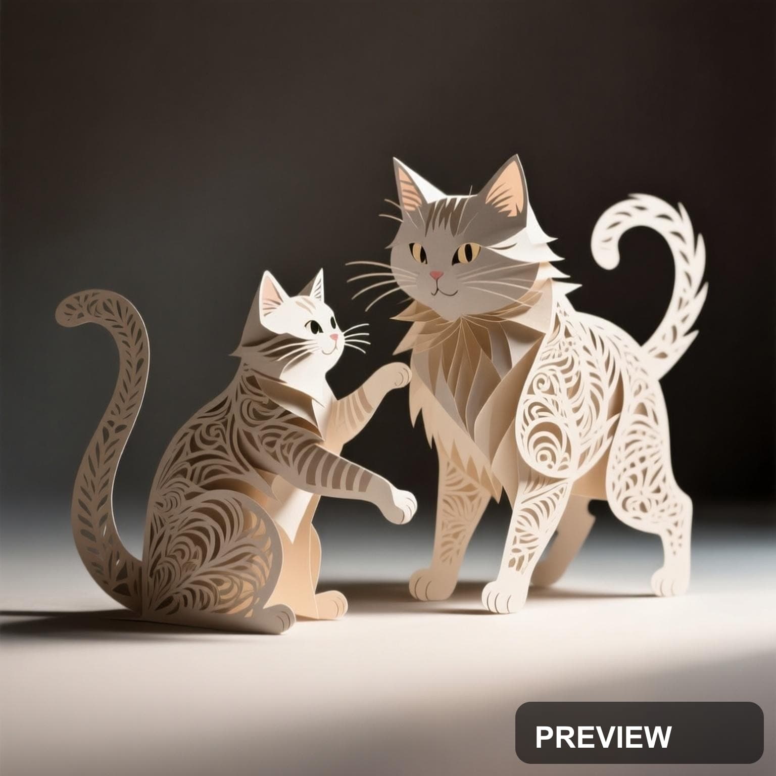 Cats, Epic aesthetic, Paper Cut, Playful mood, Muted accents, high detail, ul... — wallpaper — 1536×1536, Space, Cinematic, Soft