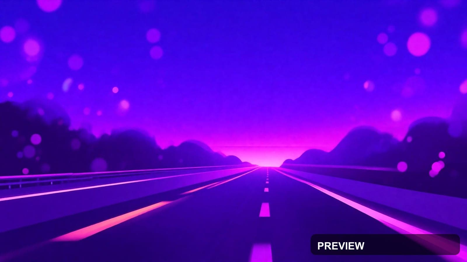 Highway, Neon aesthetic, Matte Painting, Cozy mood, Purple accents, Bokeh pat... — wallpaper — 1920×1080, Neon, Cinematic, Cozy