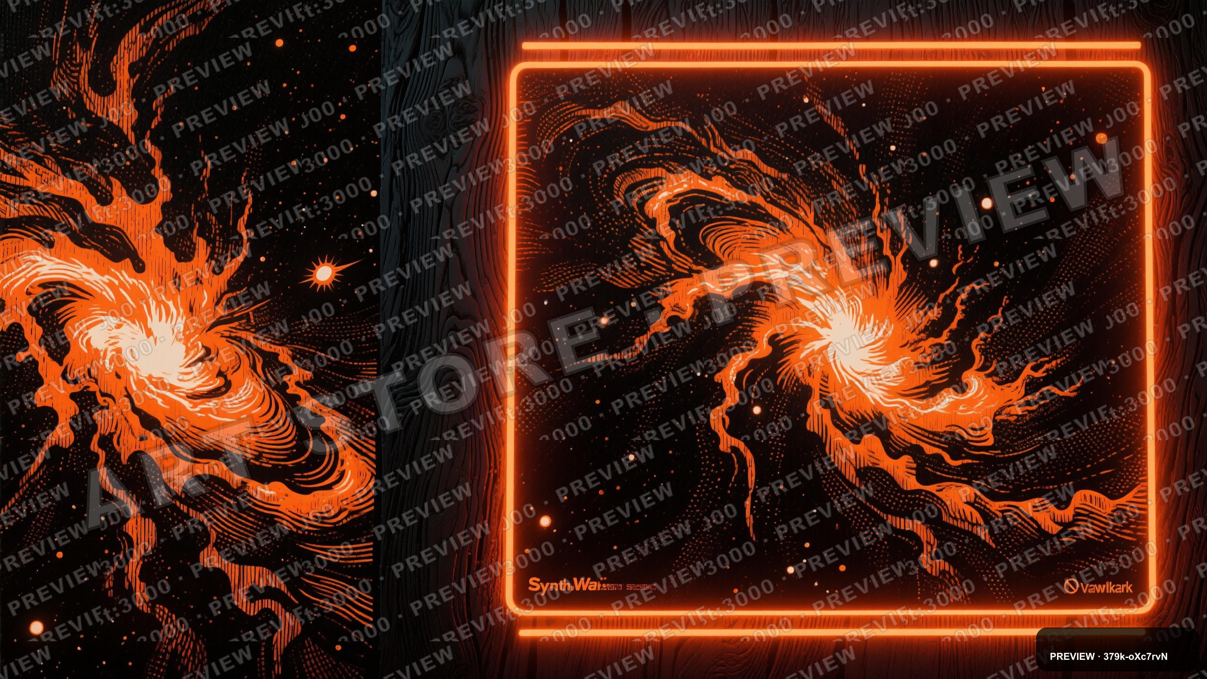 Nebula, Synthwave aesthetic, Woodcut, Clean mood, Neon Orange accents, ultra ... — wallpaper — 3840×2160, Neon, Cinematic, Clean