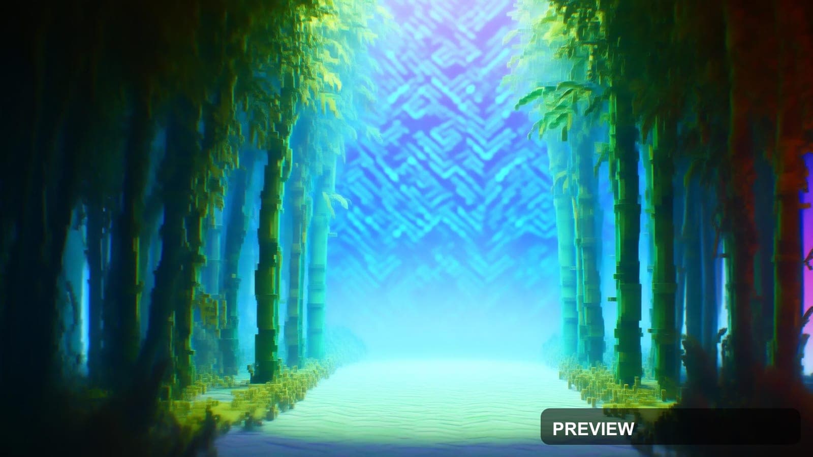 Bamboo Grove, Sci‑Fi aesthetic, Voxel Art, Playful mood, Tri-tone accents, He... — wallpaper — 1920×1080, Sci‑Fi, Cinematic, Soft