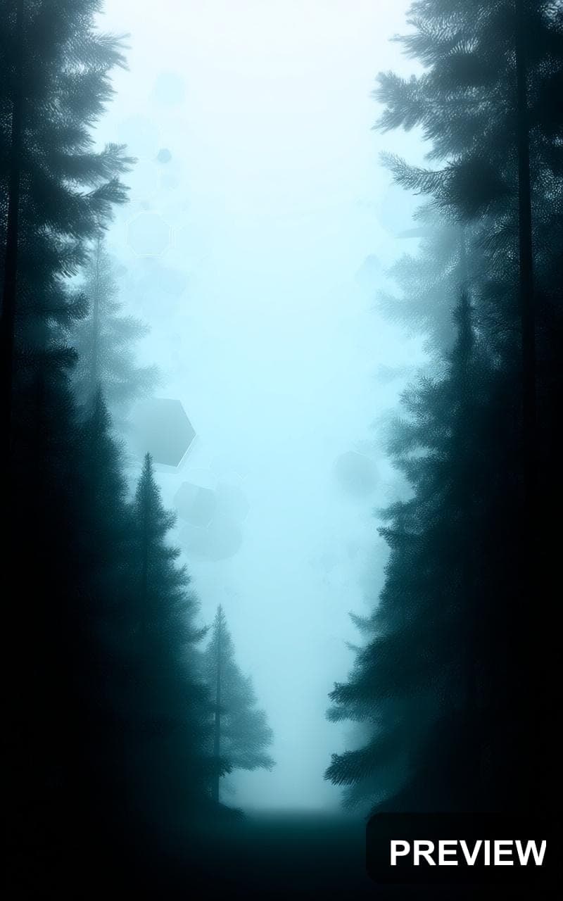 Pine Forest, Futuristic aesthetic, Graphic Design, Calm mood, Muted accents, ... — wallpaper — 800×1280, Space, Cinematic, Calm
