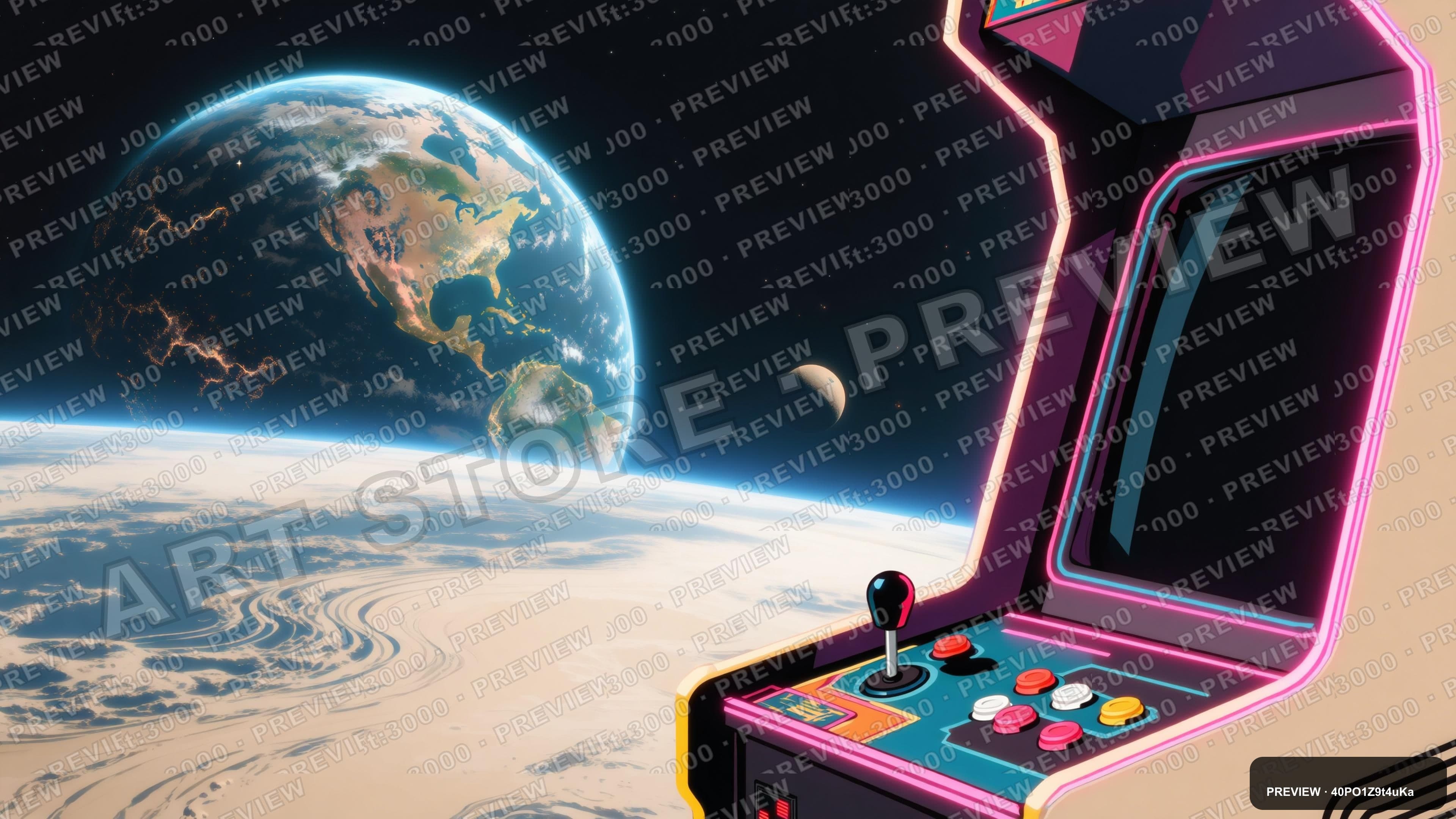 Planet, Retro Arcade aesthetic, Graphic Design, Clean mood, Beige accents, ul... — wallpaper — 3840×2160, Neon, Cinematic, Clean