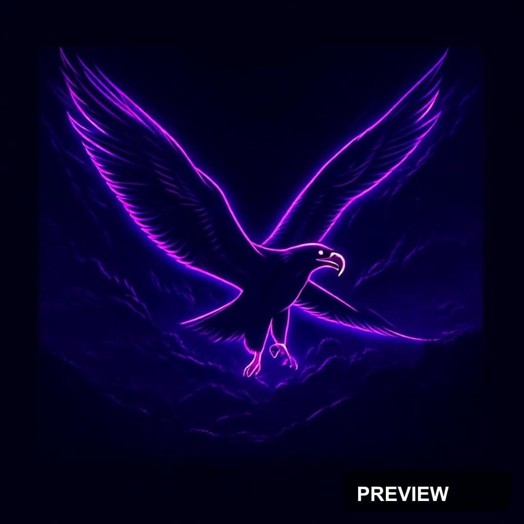 Eagles, Neon aesthetic, Vector, Dark mood, Neon Purple accents, high detail, ... — wallpaper — 1024×1024, Neon, Cinematic, Dark