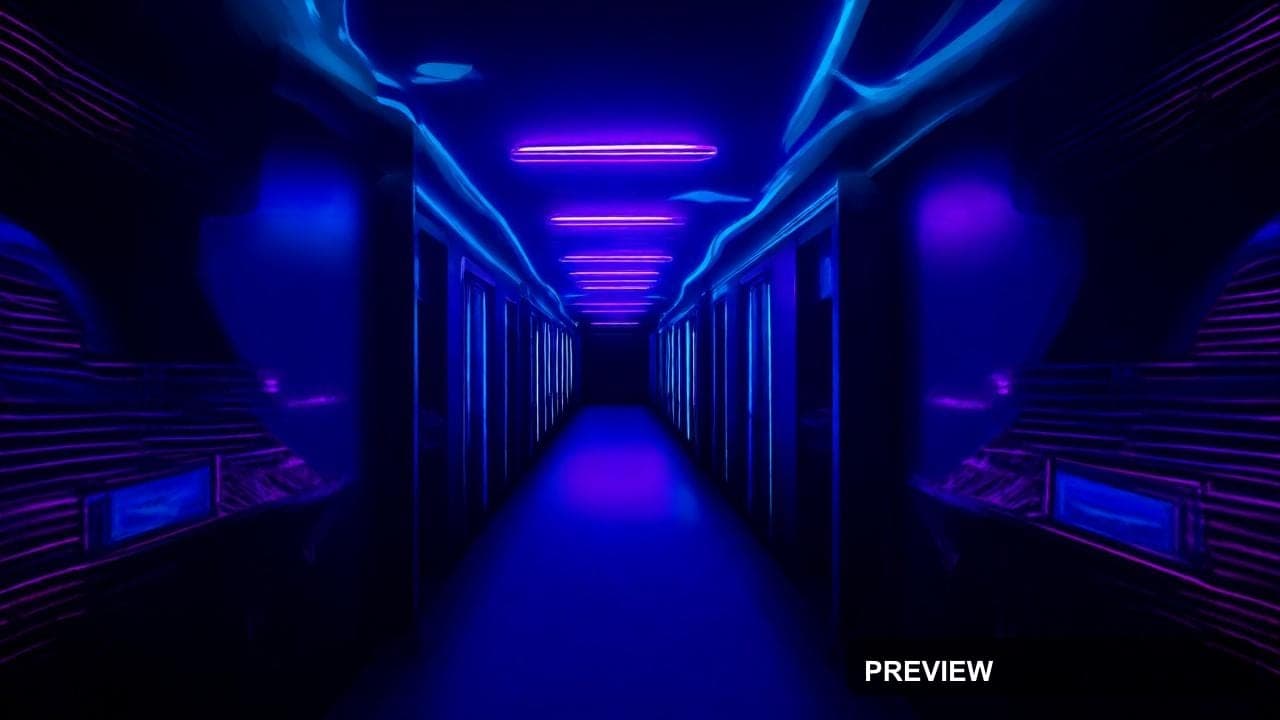 a neon retro arcade hallway with glowing lights, modern graphic design, taste... — wallpaper — 1280×720, Neon, Graphic Design