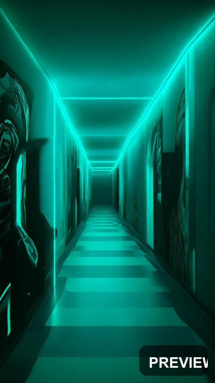 Arcade Hallway, Retro Arcade aesthetic, Blueprint, Luxurious mood, Neon Teal ... — wallpaper — 720×1280, Neon, Cinematic, Soft
