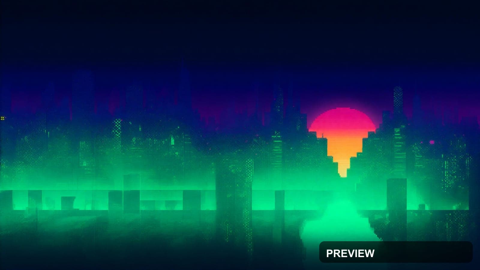retro arcade neon city skyline at night, neon green glow, synthwave sunset gr... — wallpaper — 3840×2160, Neon, Graphic Design