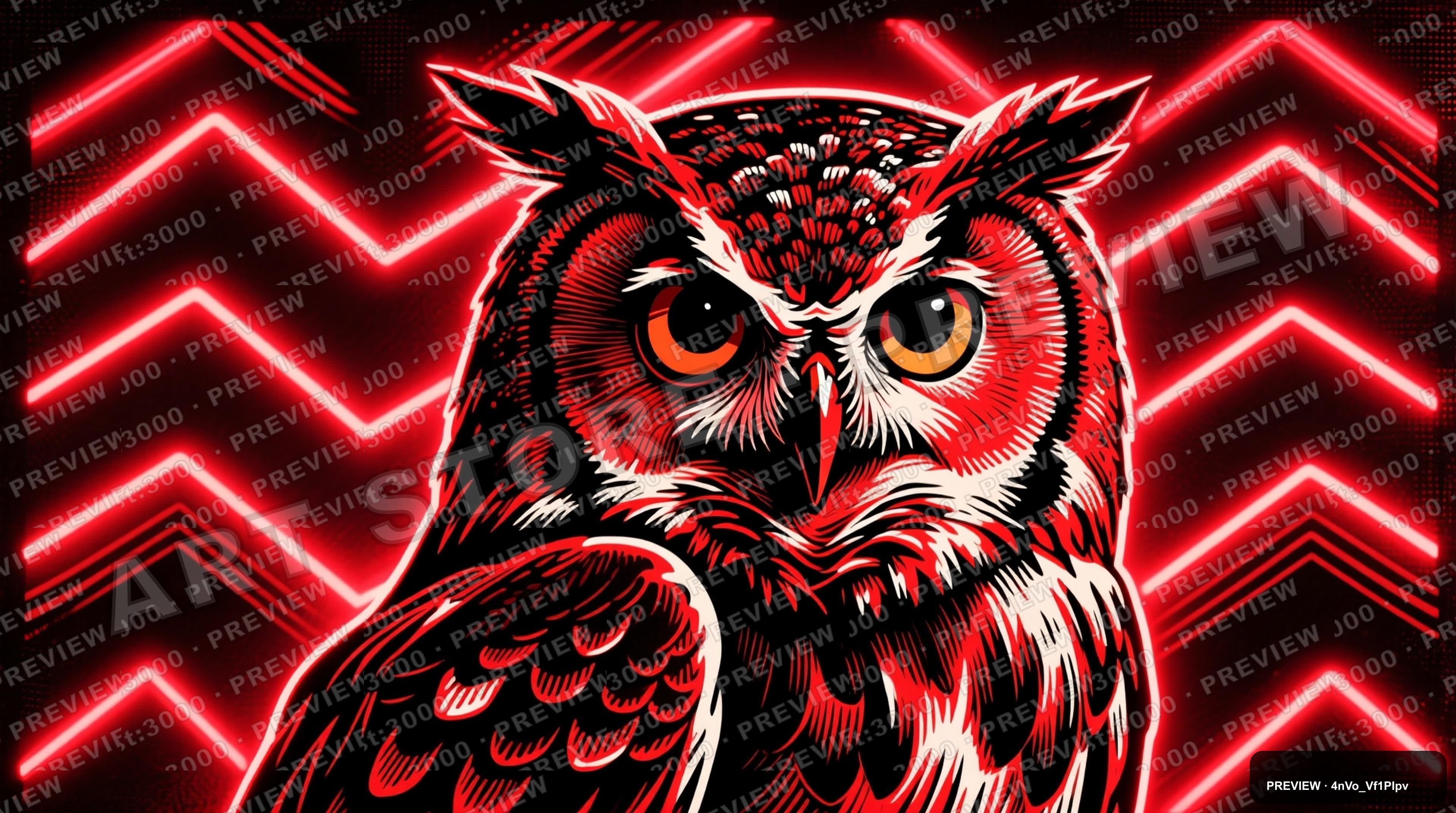 Owls, Retro Arcade aesthetic, Woodcut, Epic mood, Neon Red accents, Chevron p... — wallpaper — 3840×2144, Neon, Cinematic, Epic
