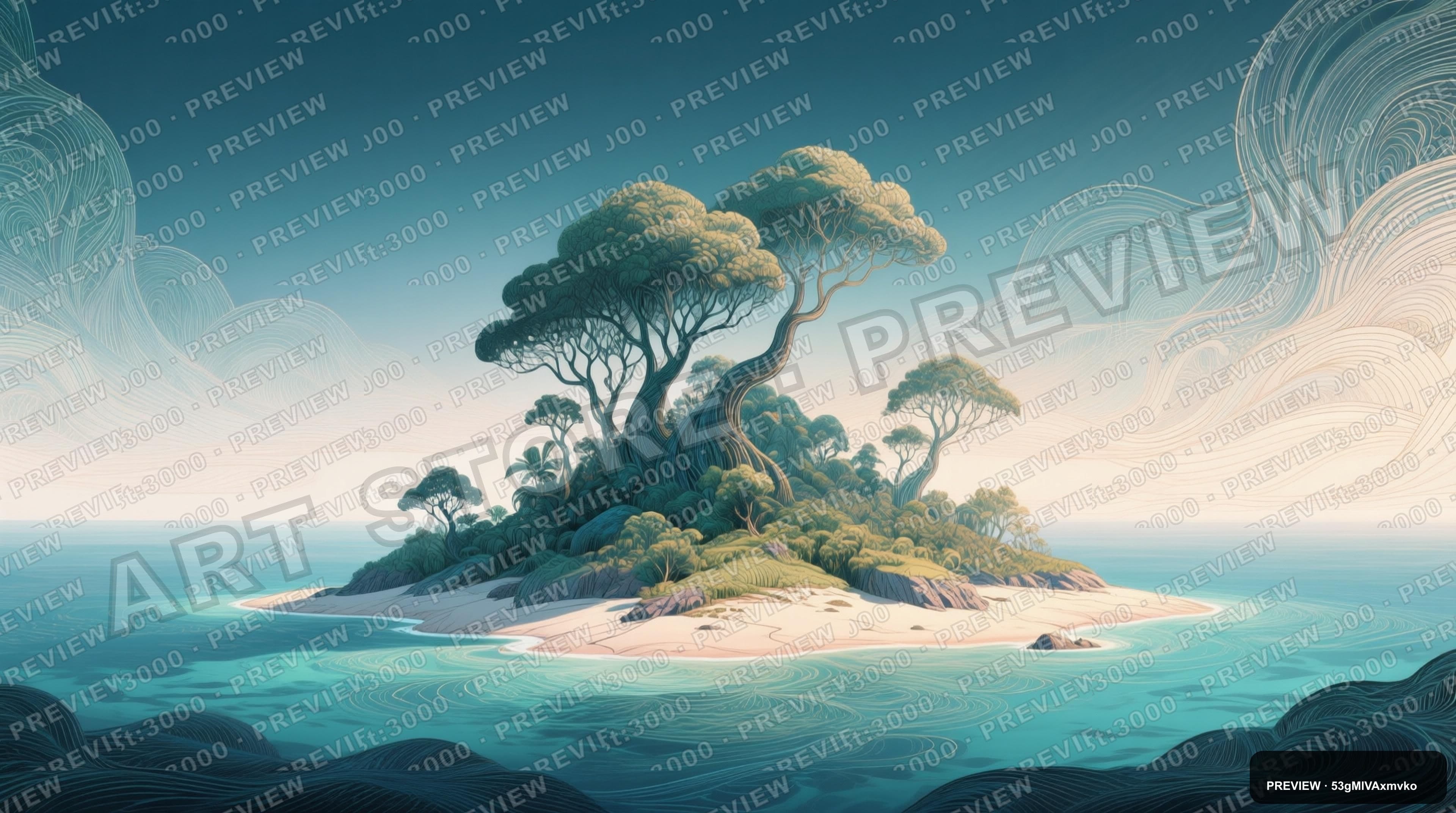 Island, Fantasy aesthetic, Line Art, Meditative mood, Tri-tone accents, high ... — wallpaper — 3840×2144, Space, Cinematic, Soft