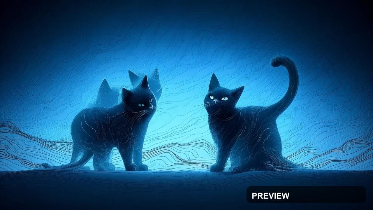 Cats, Fantasy aesthetic, High Contrast, Minimal mood, Cool Palette accents, T... — wallpaper — 1280×720, Space, Cinematic, Minimal