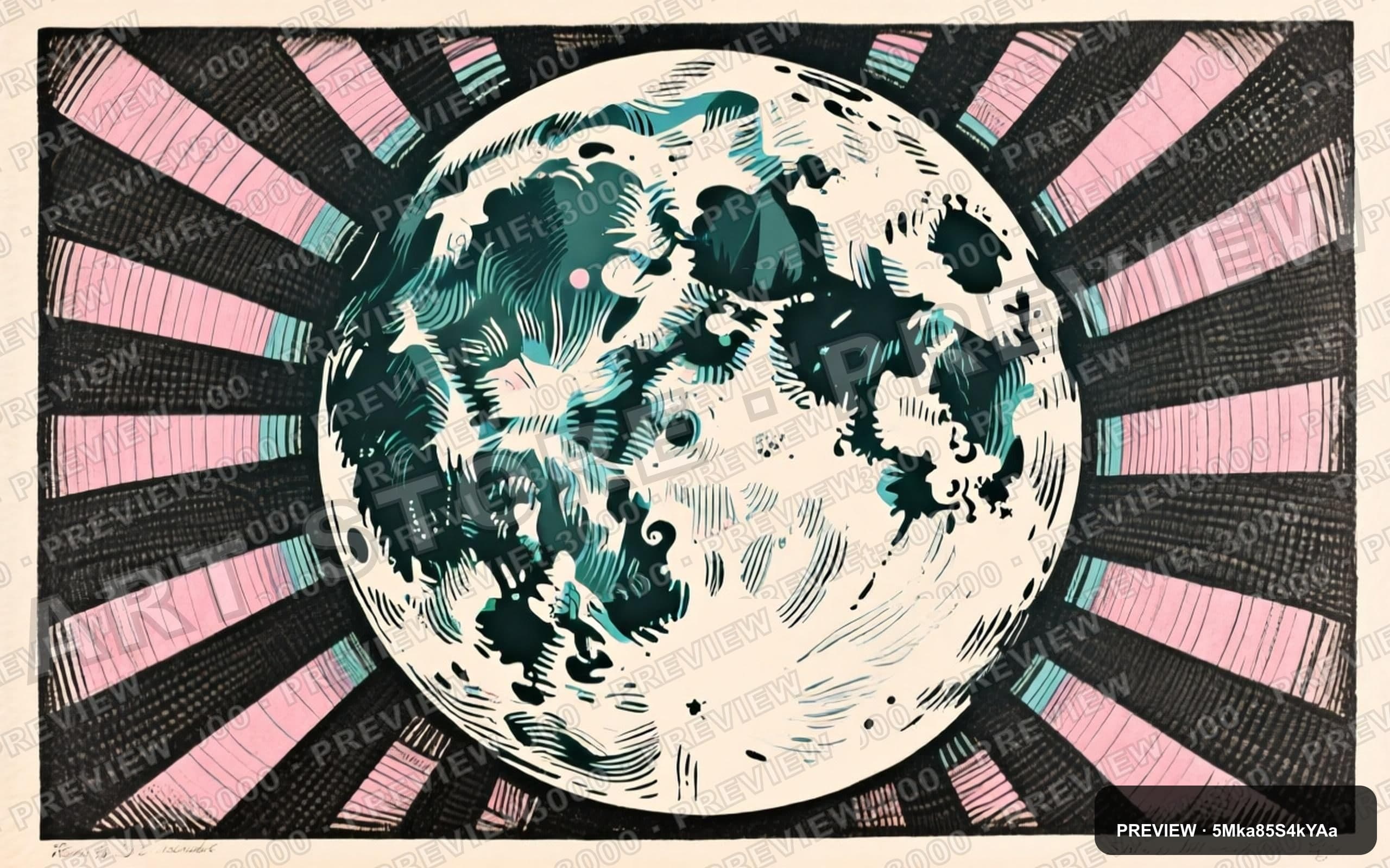 Moon, Steampunk aesthetic, Lithograph, Playful mood, Pastel accents, Stripes ... — wallpaper — 2560×1600, Space, Cinematic, Soft