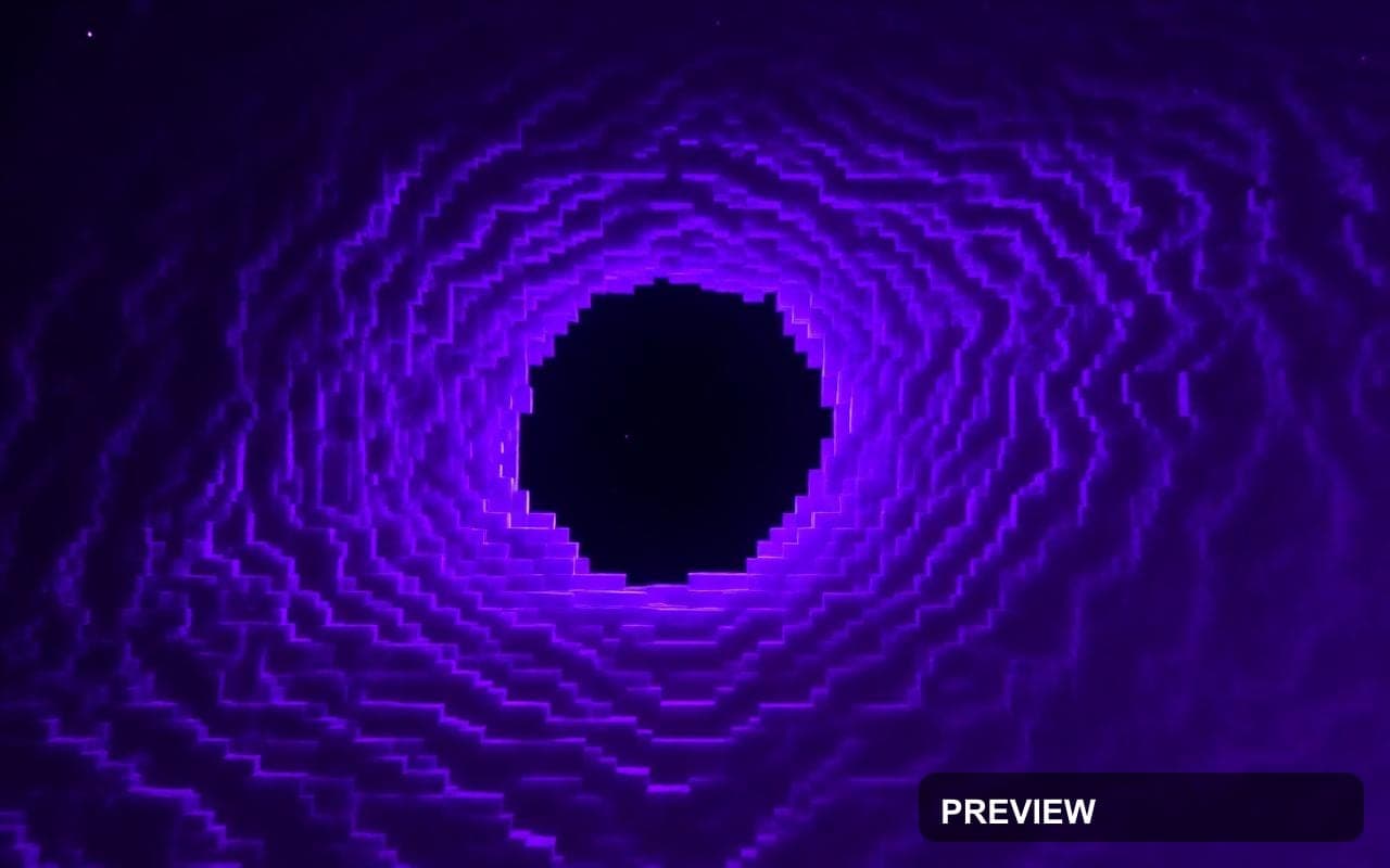 Black Hole, Mythic aesthetic, Voxel Art, Soft mood, Neon Violet accents, Chev... — wallpaper — 1280×800, Neon, Cinematic, Soft