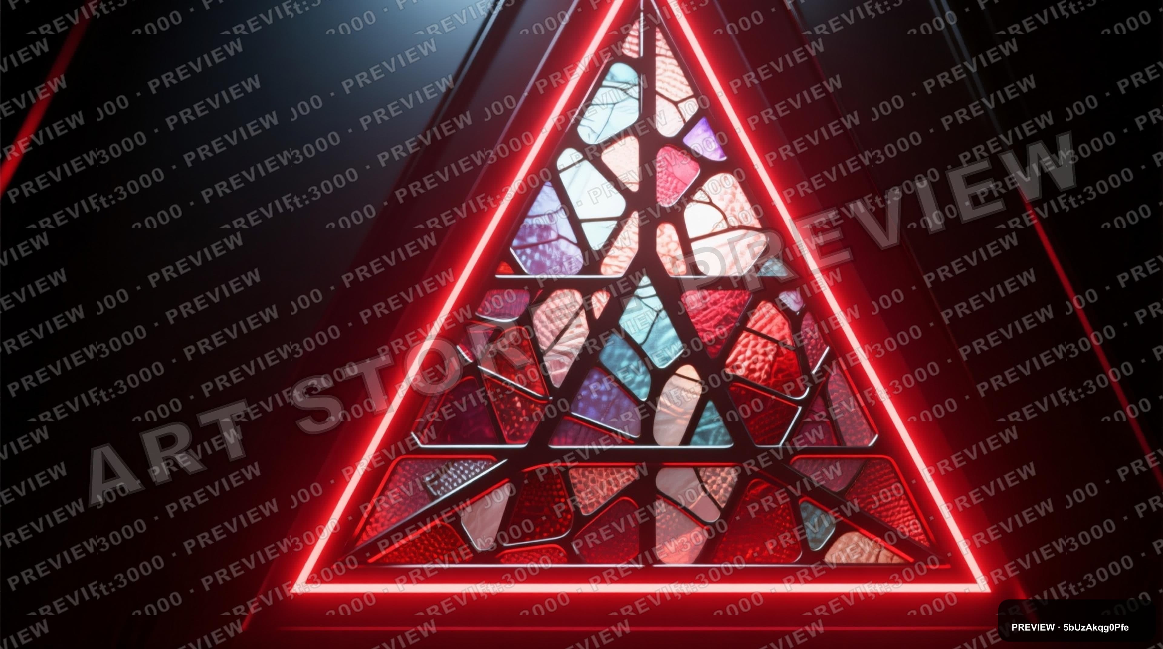 Chrome, Tech aesthetic, Stained Glass, Luxurious mood, Neon Red accents, Tria... — wallpaper — 3840×2144, Neon, Cinematic, Soft