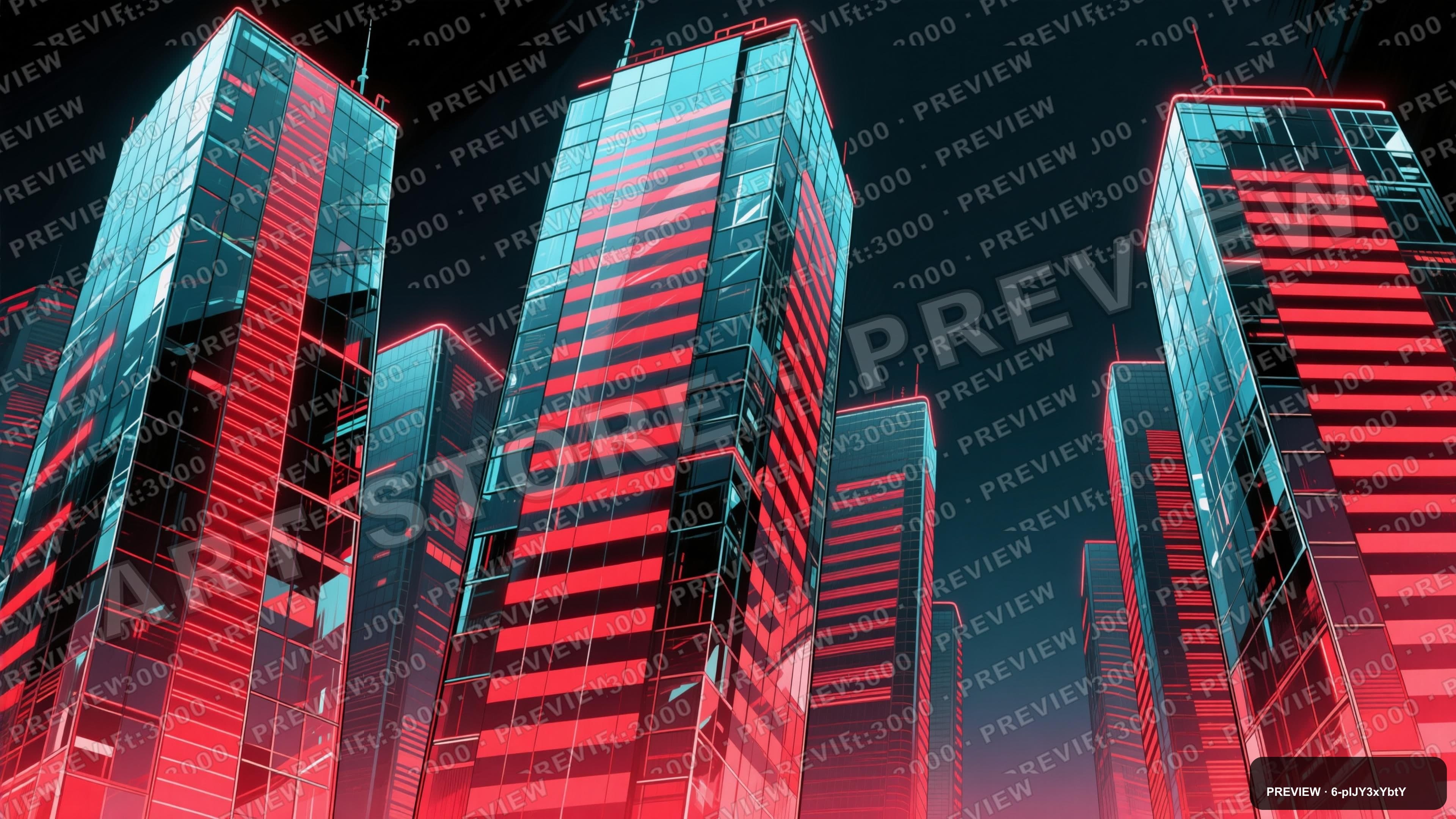 Glass Towers, Retro Arcade aesthetic, Manga, Epic mood, Neon Red accents, Str... — wallpaper — 3840×2160, Neon, Cinematic, Epic