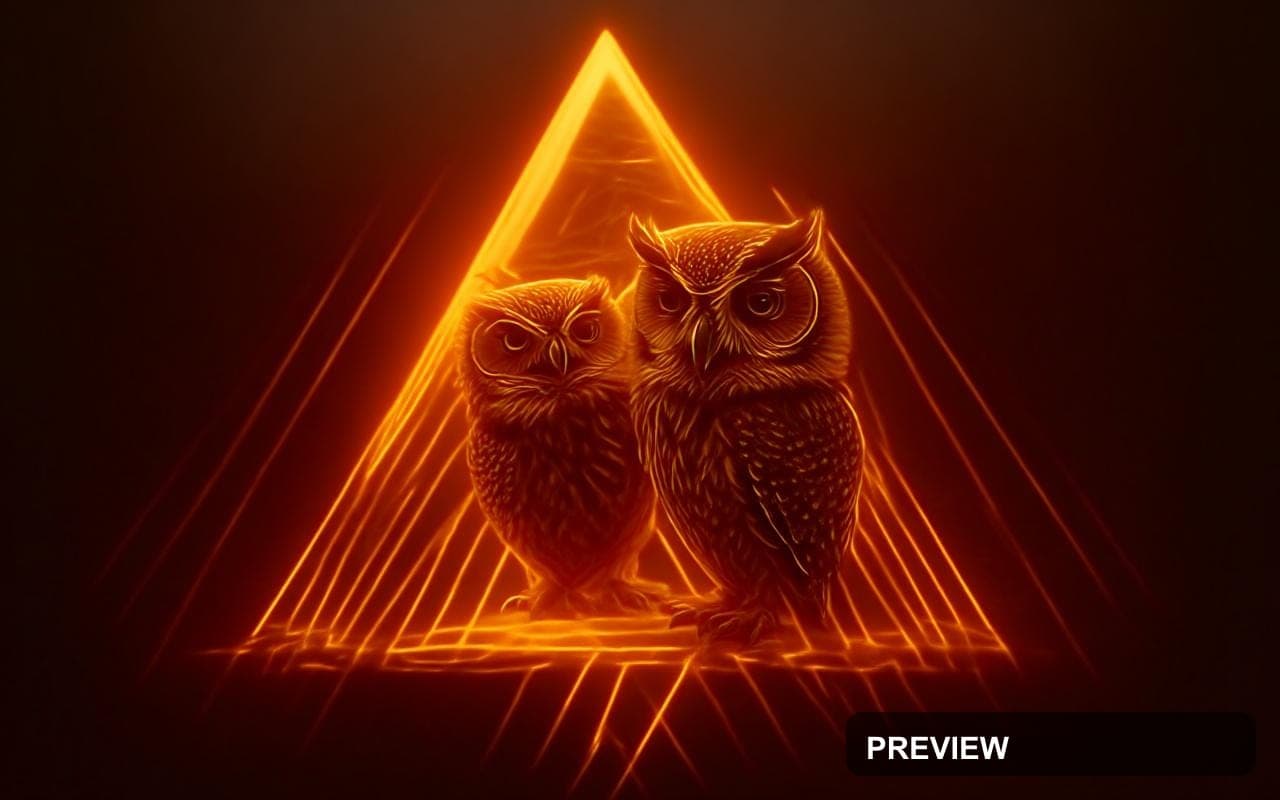 Owls, Mystic aesthetic, Photorealistic, Cozy mood, Amber accents, Triangles p... — wallpaper — 1280×800, Space, Photorealistic, Cozy