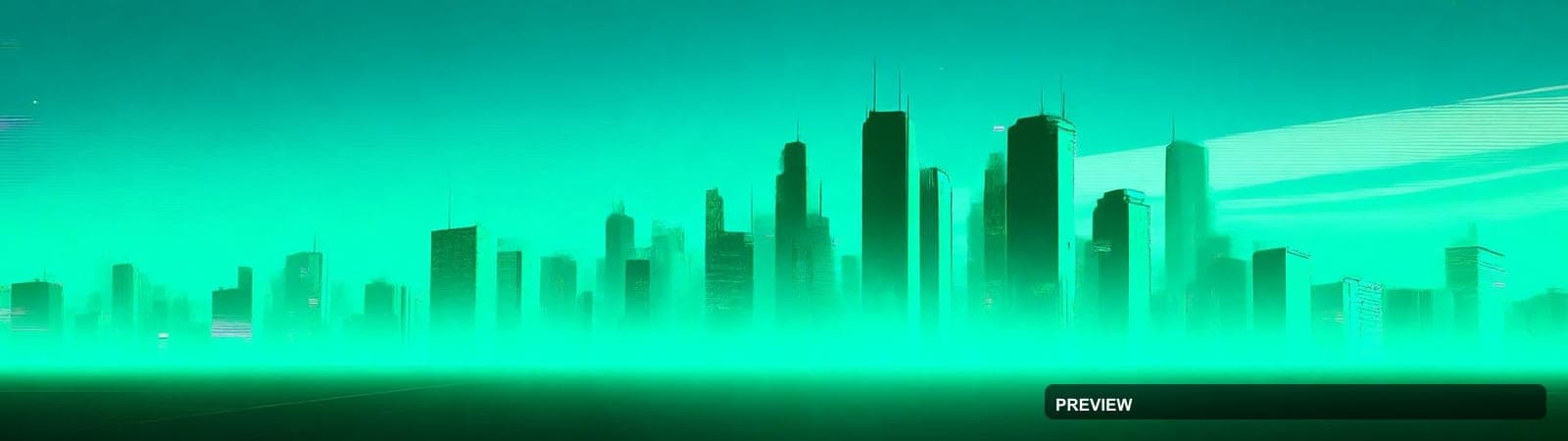 Skyline, Retro Arcade aesthetic, Glitch Art, Dreamy mood, Emerald accents, hi... — wallpaper — 1920×540, Retro Arcade, Cinematic, Dreamy
