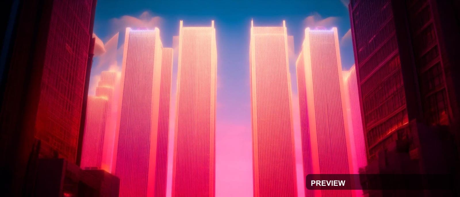 Skyscrapers, Retro Arcade aesthetic, Brutalist, Dreamy mood, Warm Palette acc... — wallpaper — 1680×720, Retro Arcade, Cinematic, Dreamy