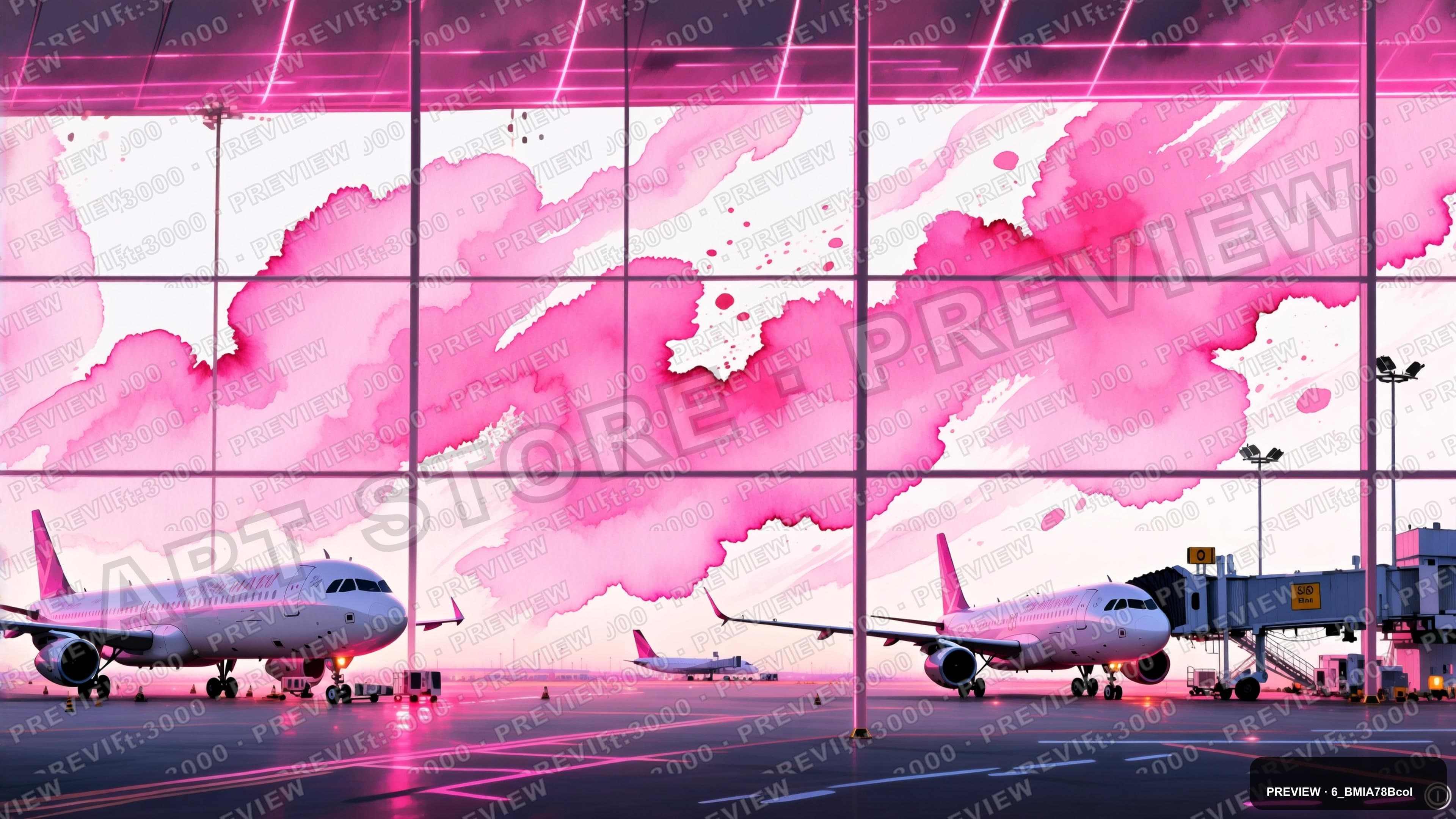 Airport, Abstract aesthetic, Watercolor, Epic mood, Pink accents, ultra clean... — wallpaper — 3840×2160, Neon, Cinematic, Epic