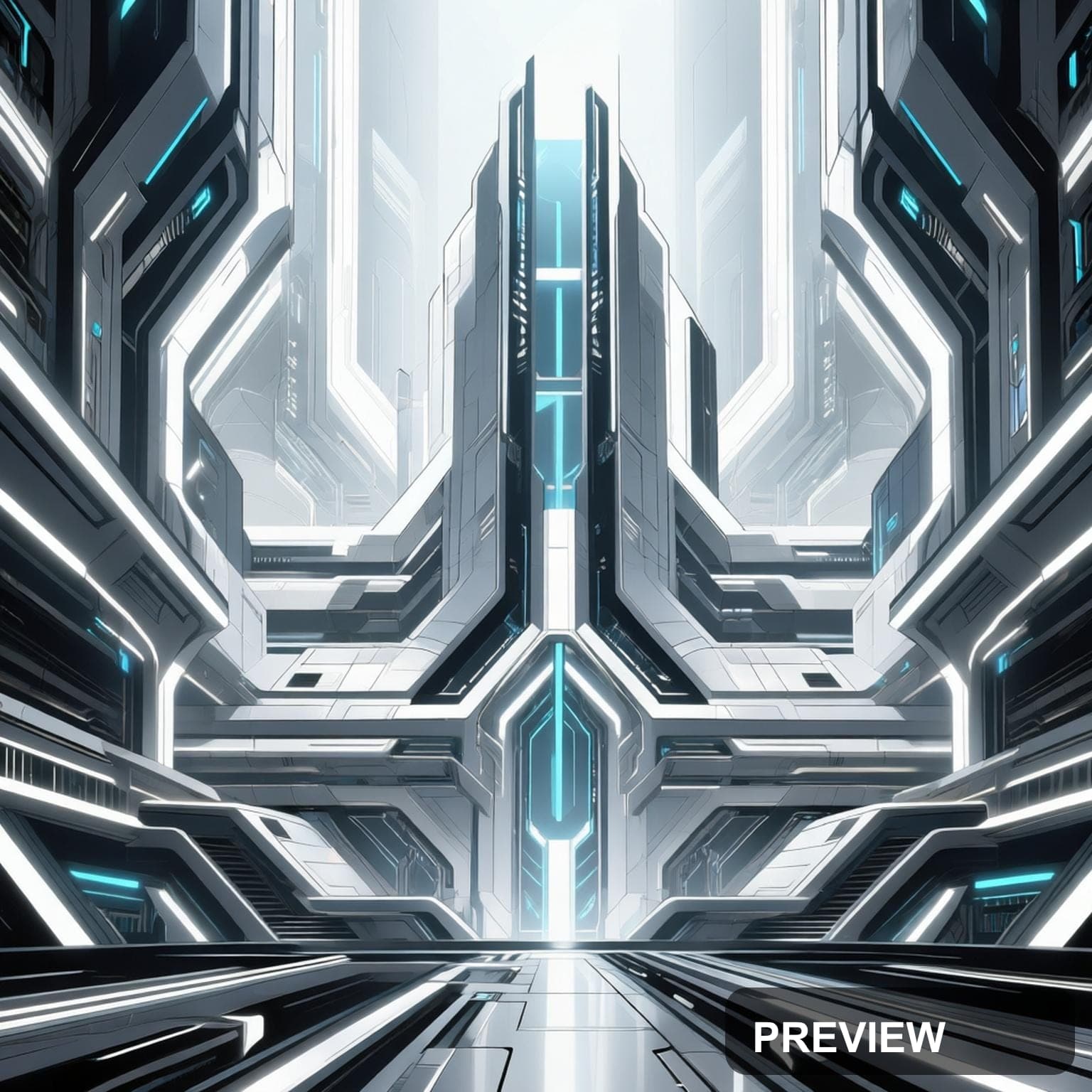 Futuristic Architecture, Tech aesthetic, Graphic Novel, Meditative mood, Silv... — wallpaper — 1536×1536, Space, Cinematic, Soft