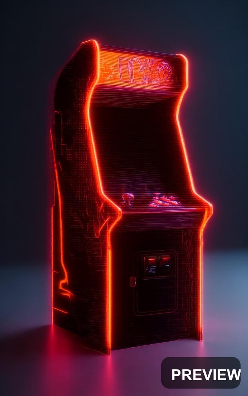 Arcade Cabinet, Futuristic aesthetic, Line Art, Meditative mood, Neon Orange ... — wallpaper — 800×1280, Neon, Cinematic, Soft