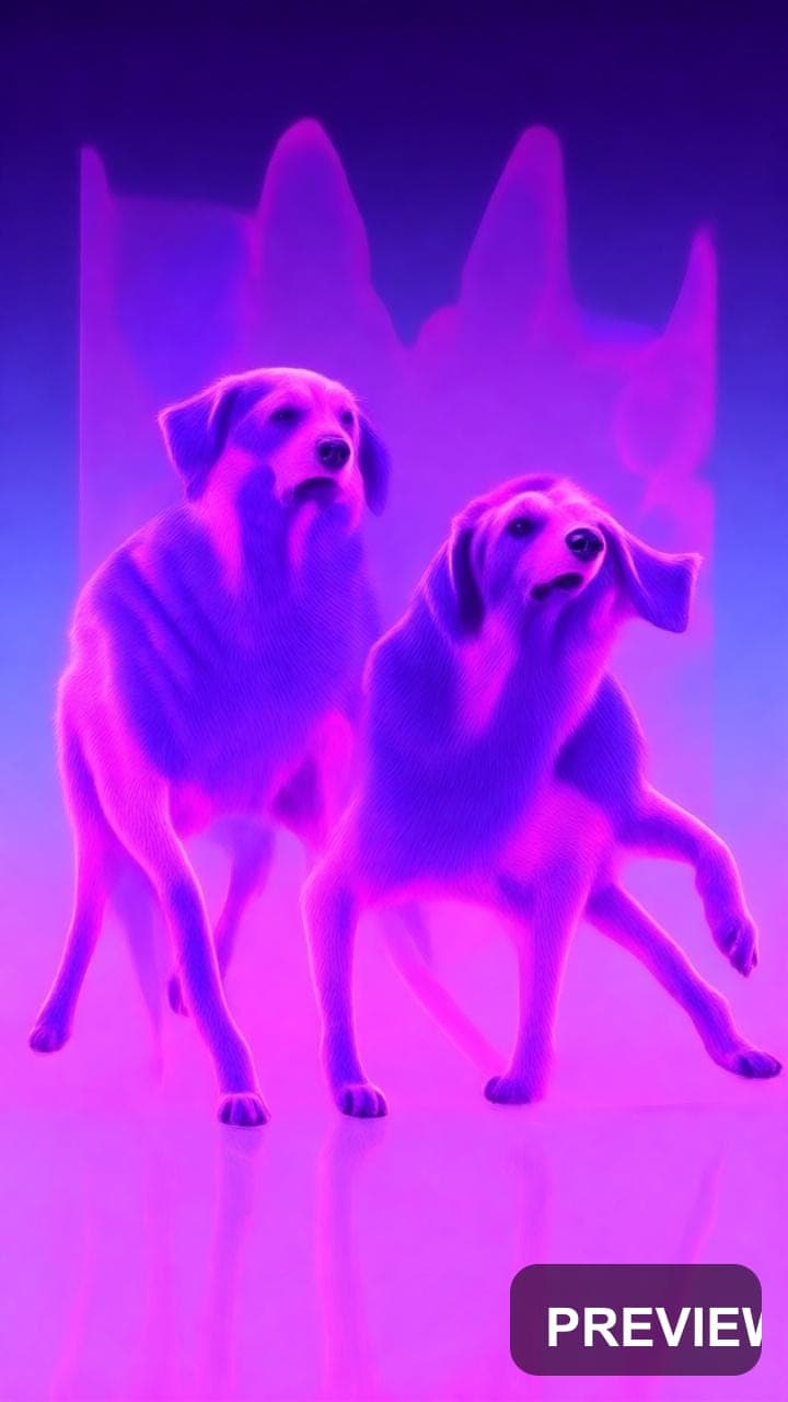Dogs, Vaporwave aesthetic, Pop Art, Epic mood, Fuchsia accents, high detail, ... — wallpaper — 720×1280, Vaporwave, Cinematic, Soft