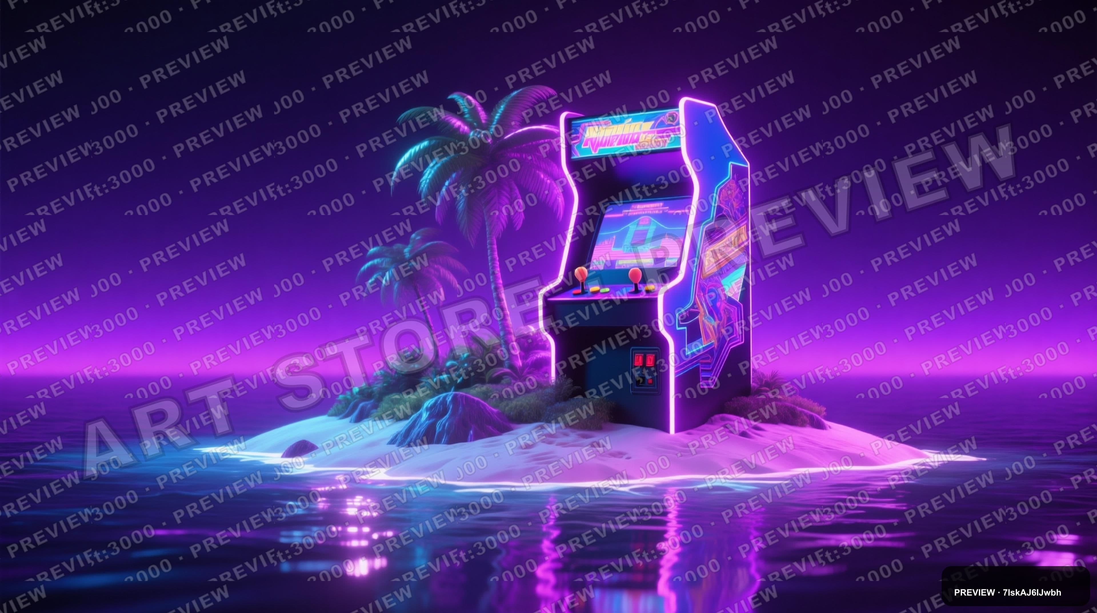 Island, Retro Arcade aesthetic, Holographic, Luxurious mood, Neon Violet acce... — wallpaper — 3840×2144, Neon, Cinematic, Luxurious