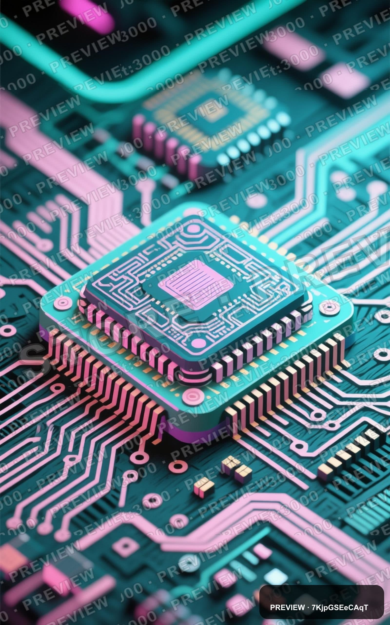Microchip, Cyberpunk aesthetic, Woodcut, Clean mood, Pastel accents, 70s vibe... — wallpaper — 1600×2560, Cyberpunk, Cinematic, Clean