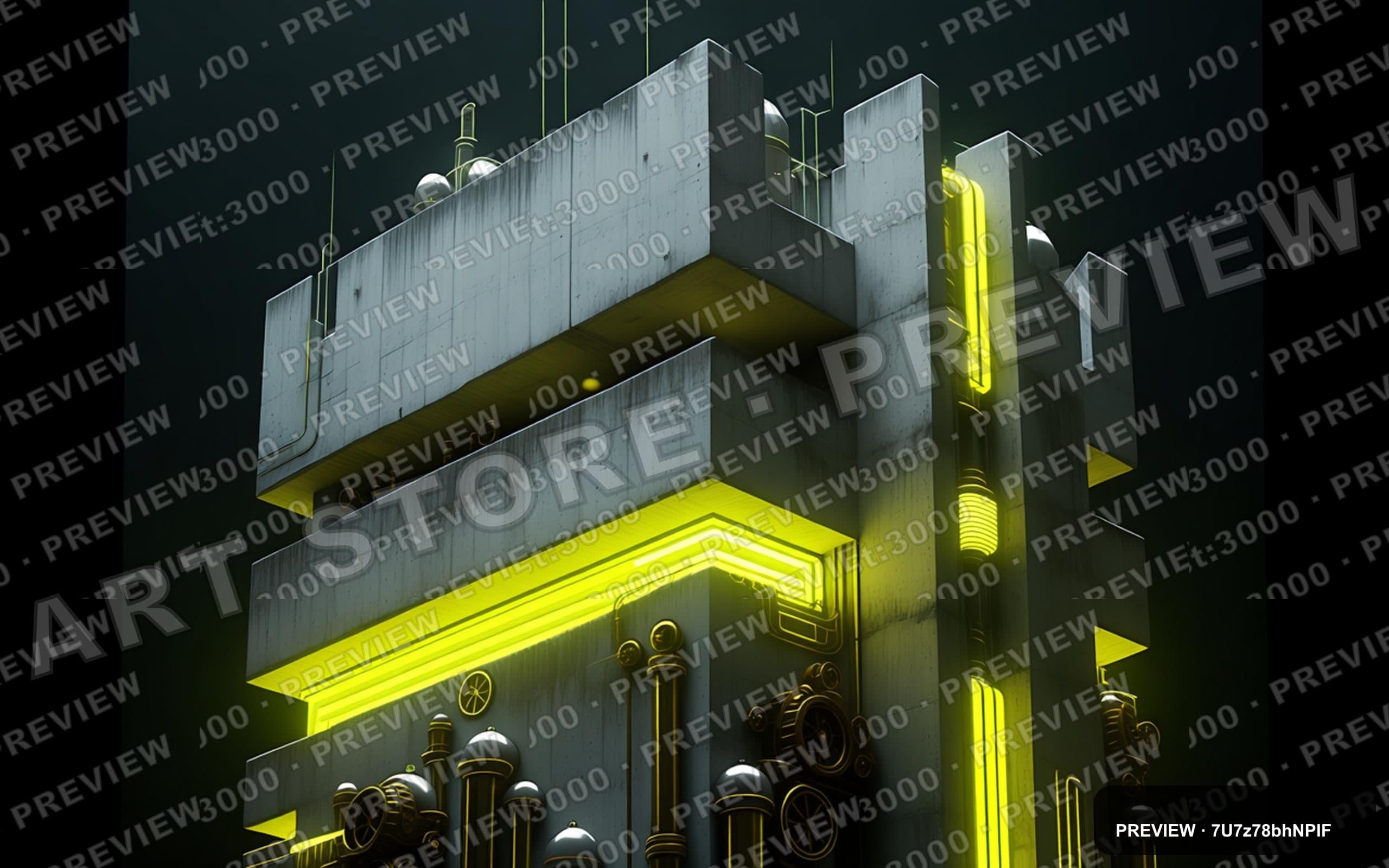 Concrete Brutalism, Steampunk aesthetic, Flat Design, Moody mood, Neon Yellow... — wallpaper — 2560×1600, Neon, Cinematic, Moody