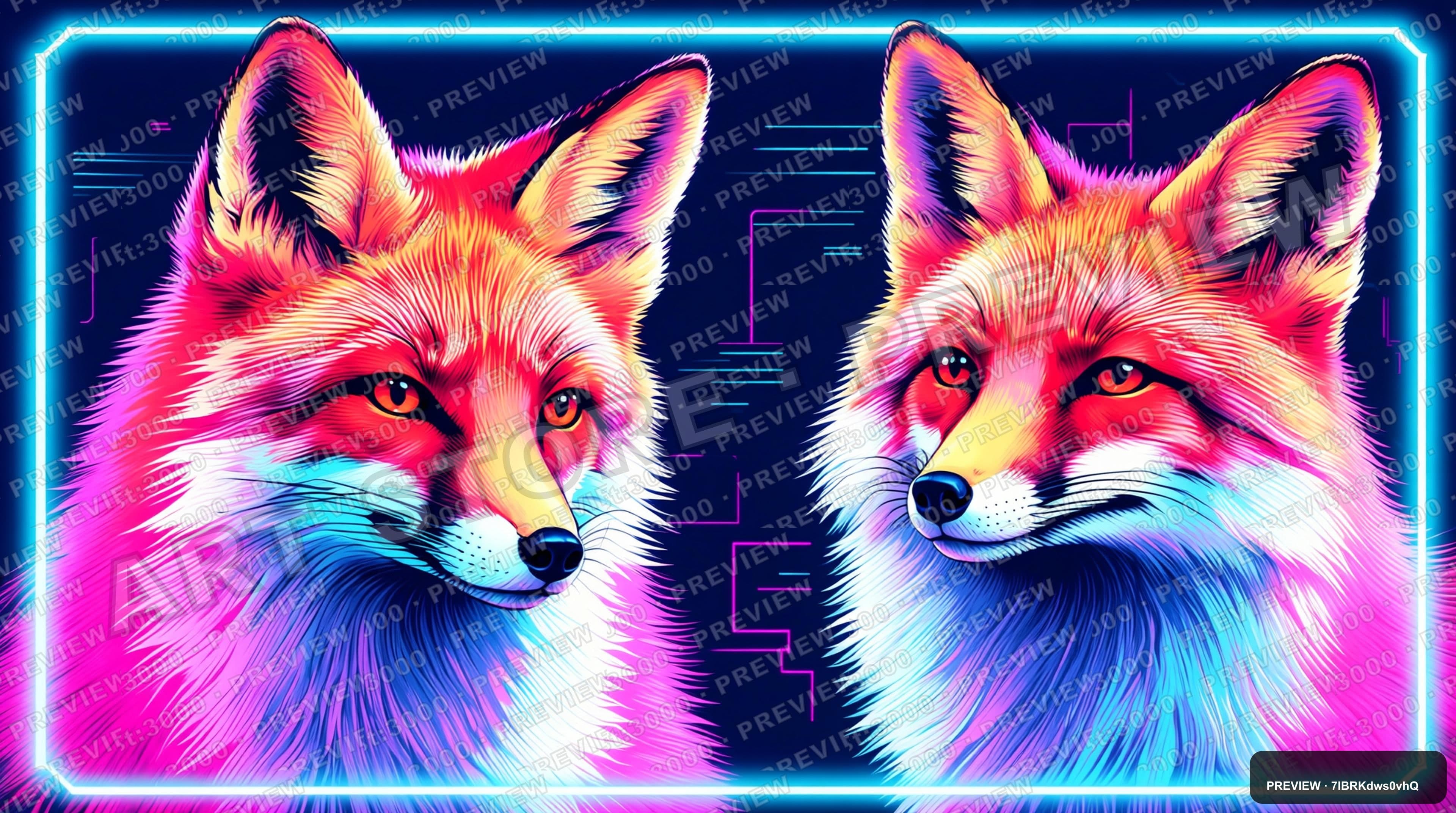 Foxes, Tech aesthetic, Risograph, Bright mood, Pastel accents, 80s vibe, ultr... — wallpaper — 3840×2144, Neon, Cinematic, Bright