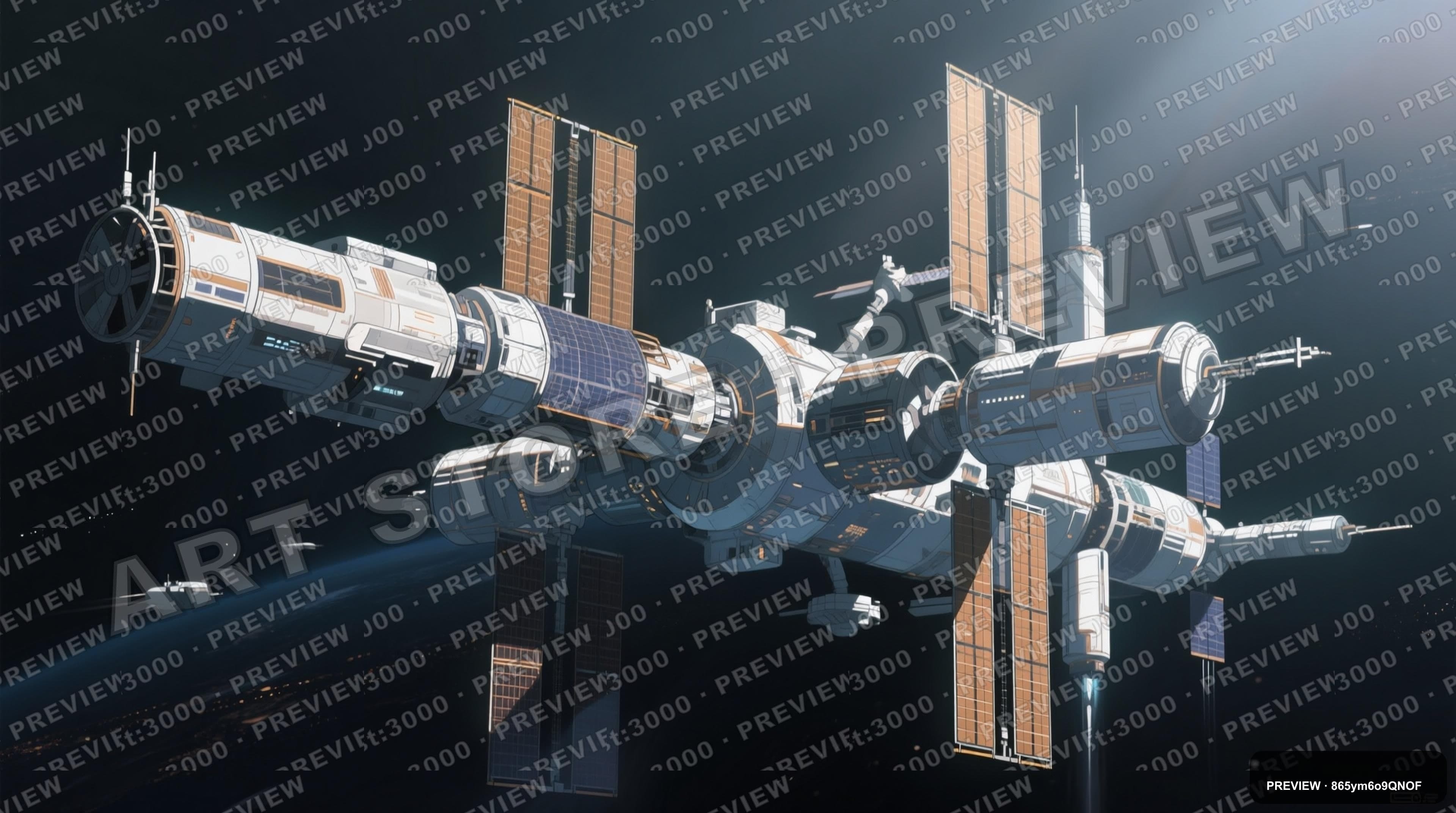 Space Station, Abstract aesthetic, Anime, Moody mood, Muted accents, high det... — wallpaper — 3840×2144, Space, Cinematic, Moody