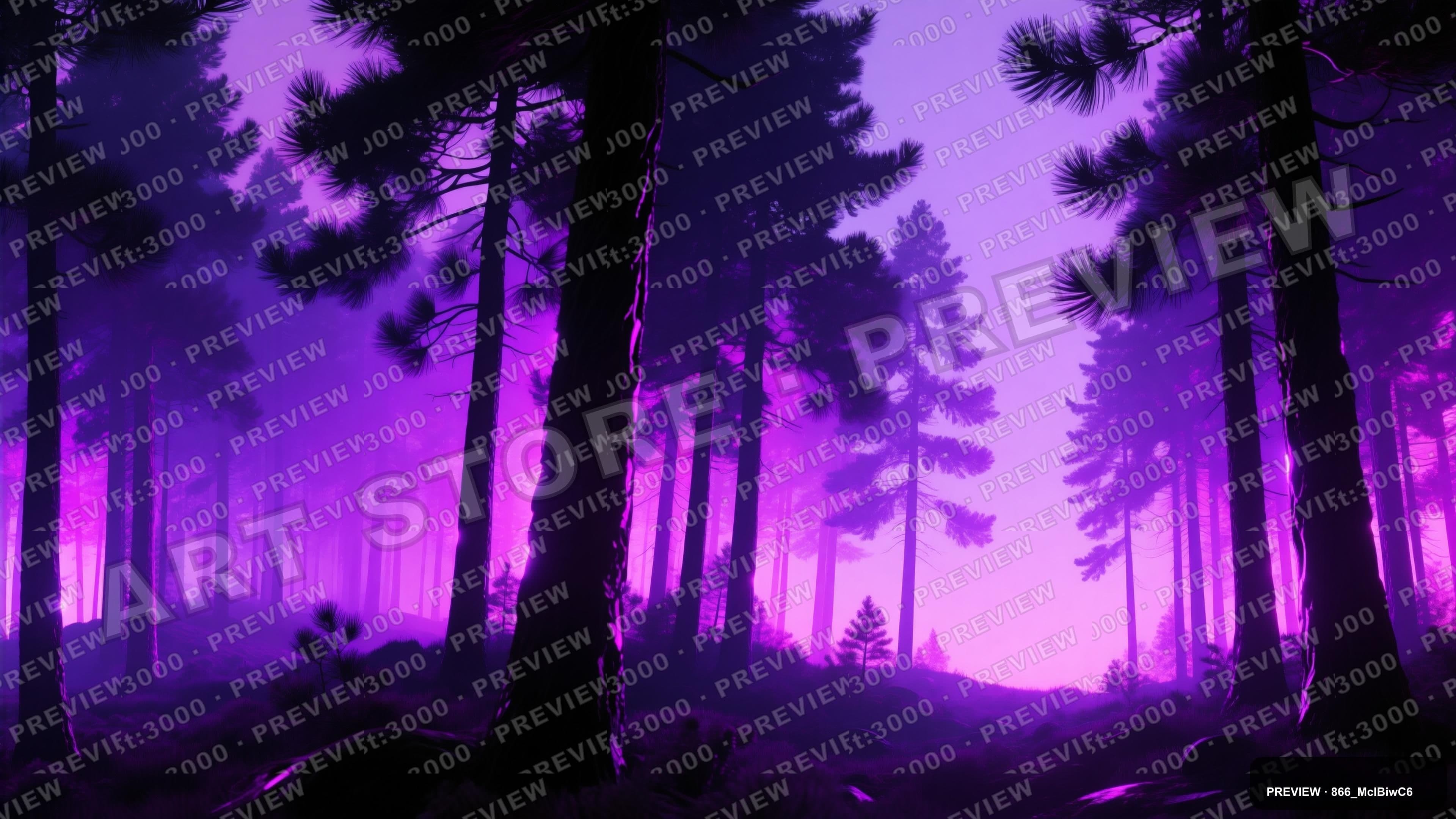 Pine Forest, Neon aesthetic, Silhouette, Dreamy mood, Neon Violet accents, ul... — wallpaper — 3840×2160, Neon, Cinematic, Dreamy