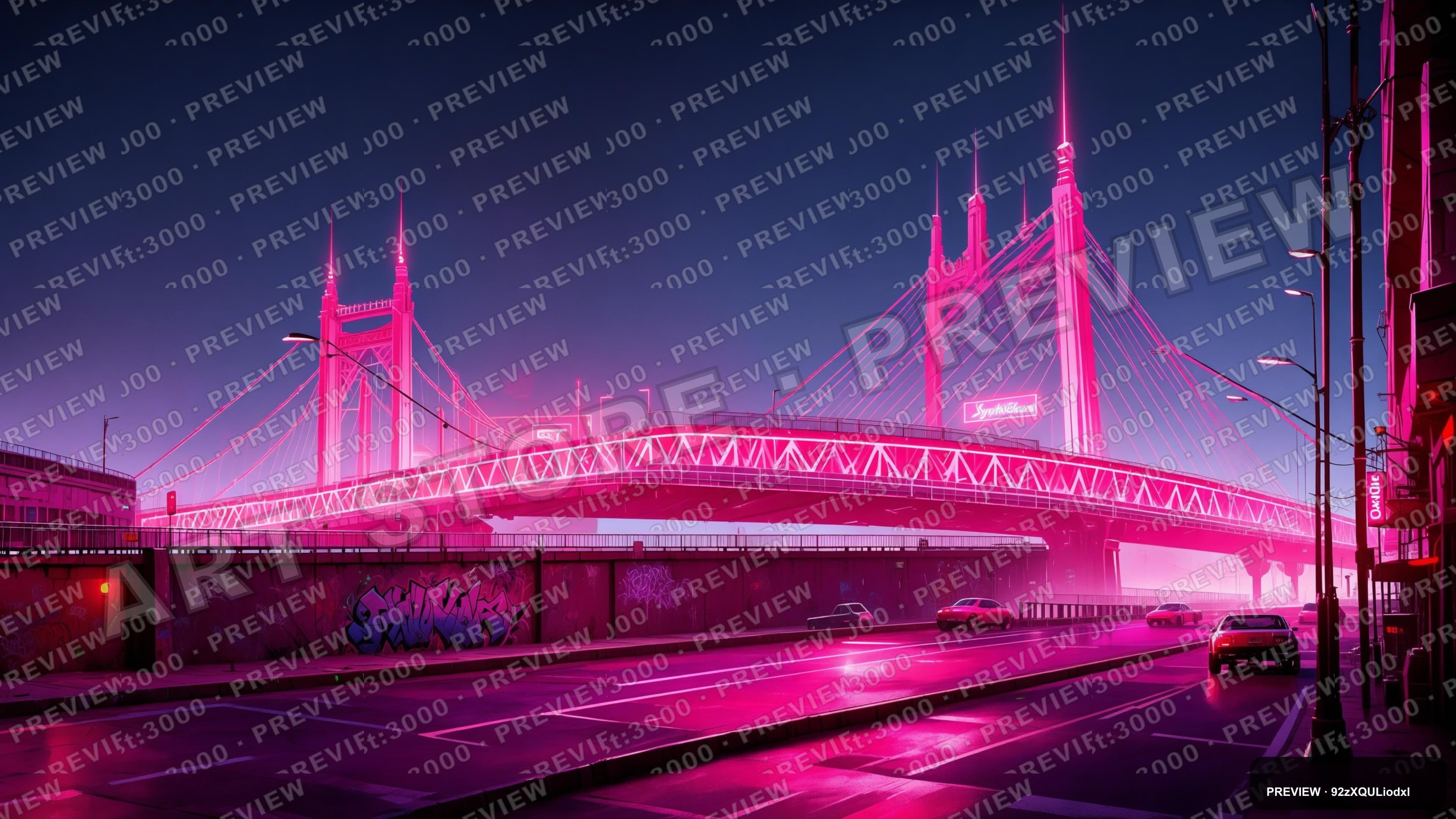 Bridge, Synthwave aesthetic, Street Art, Bold mood, Neon Pink accents, ultra ... — wallpaper — 3840×2160, Neon, Cinematic, Bold