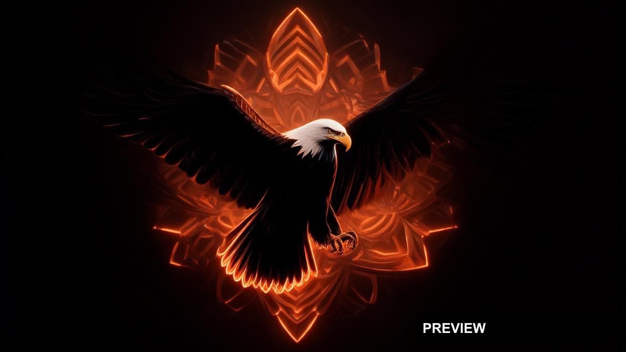 Eagles, Geometric aesthetic, Stylized Illustration, Moody mood, Neon Orange a... — wallpaper — 1280×720, Neon, Cinematic, Moody