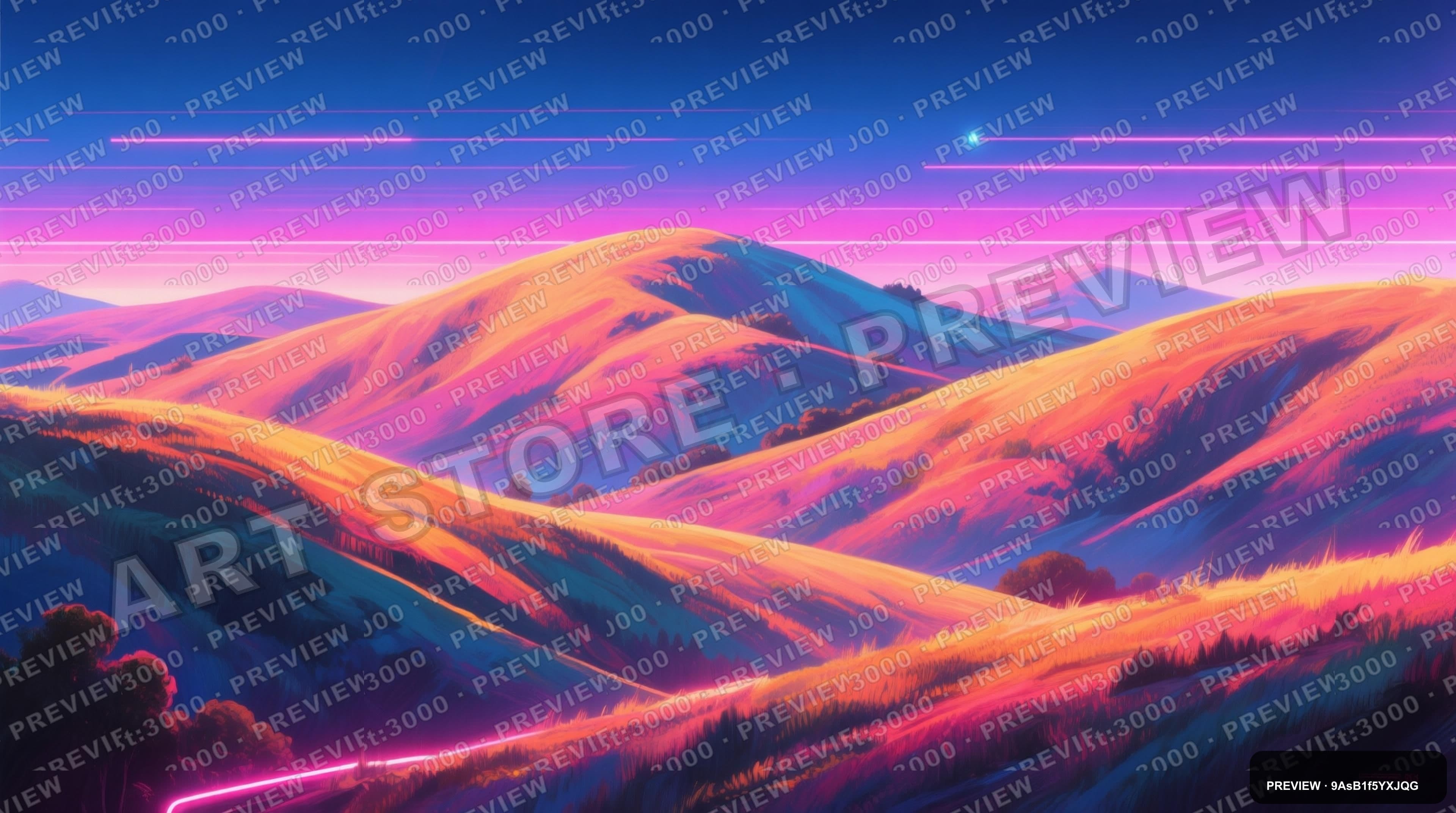 Hills, Synthwave aesthetic, Gouache, Nostalgic mood, Warm Palette accents, Re... — wallpaper — 3840×2144, Neon, Cinematic, Nostalgic