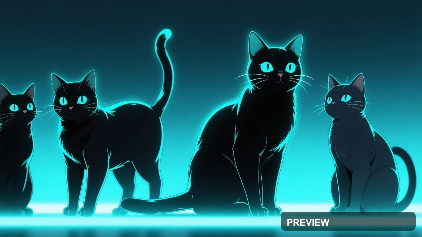 Cats, Neon aesthetic, Anime, Minimal mood, Cyan accents, ultra clean, high de... — wallpaper — 3840×2160, Neon, Cinematic, Minimal